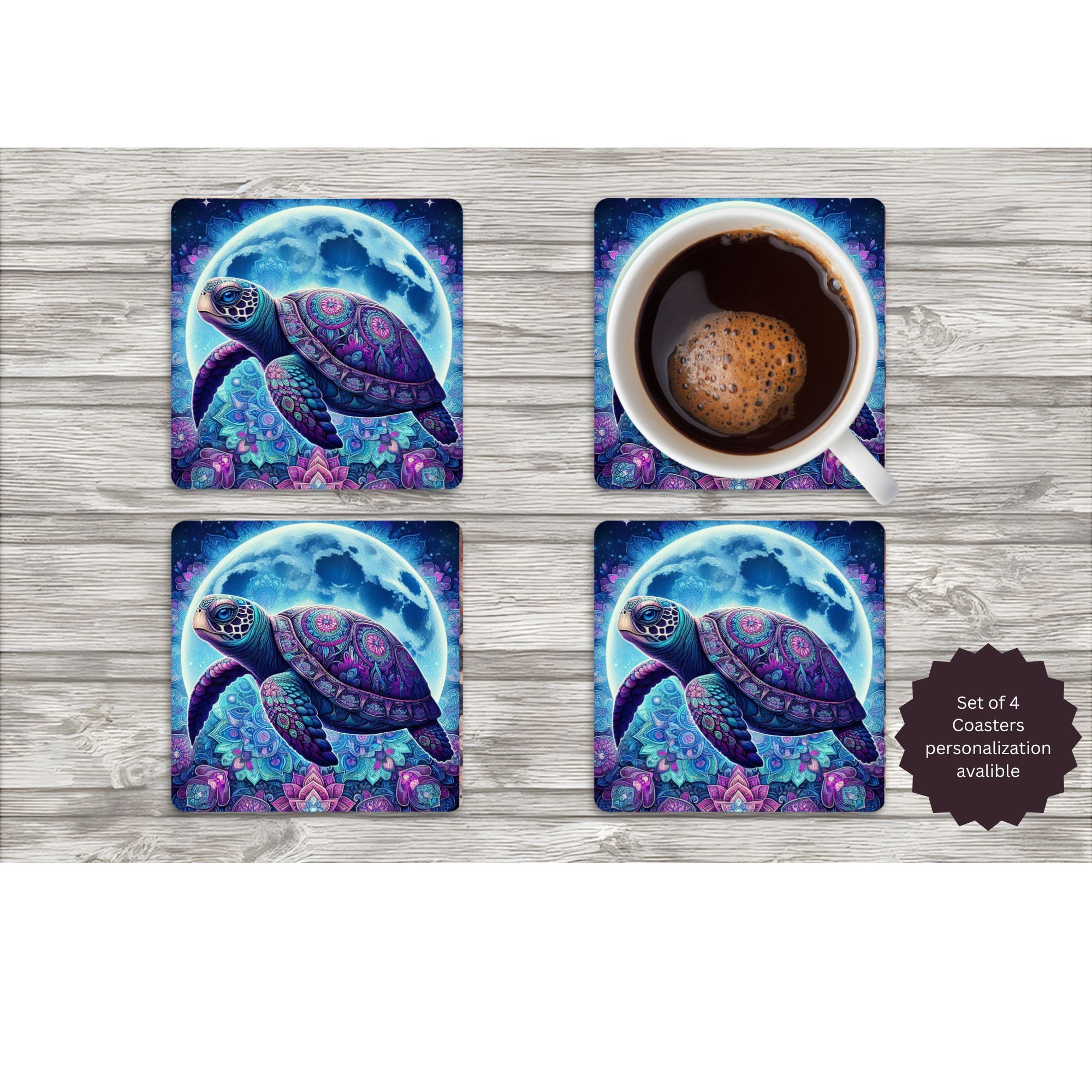 Sea Turtle Coasters — Choose Your Design