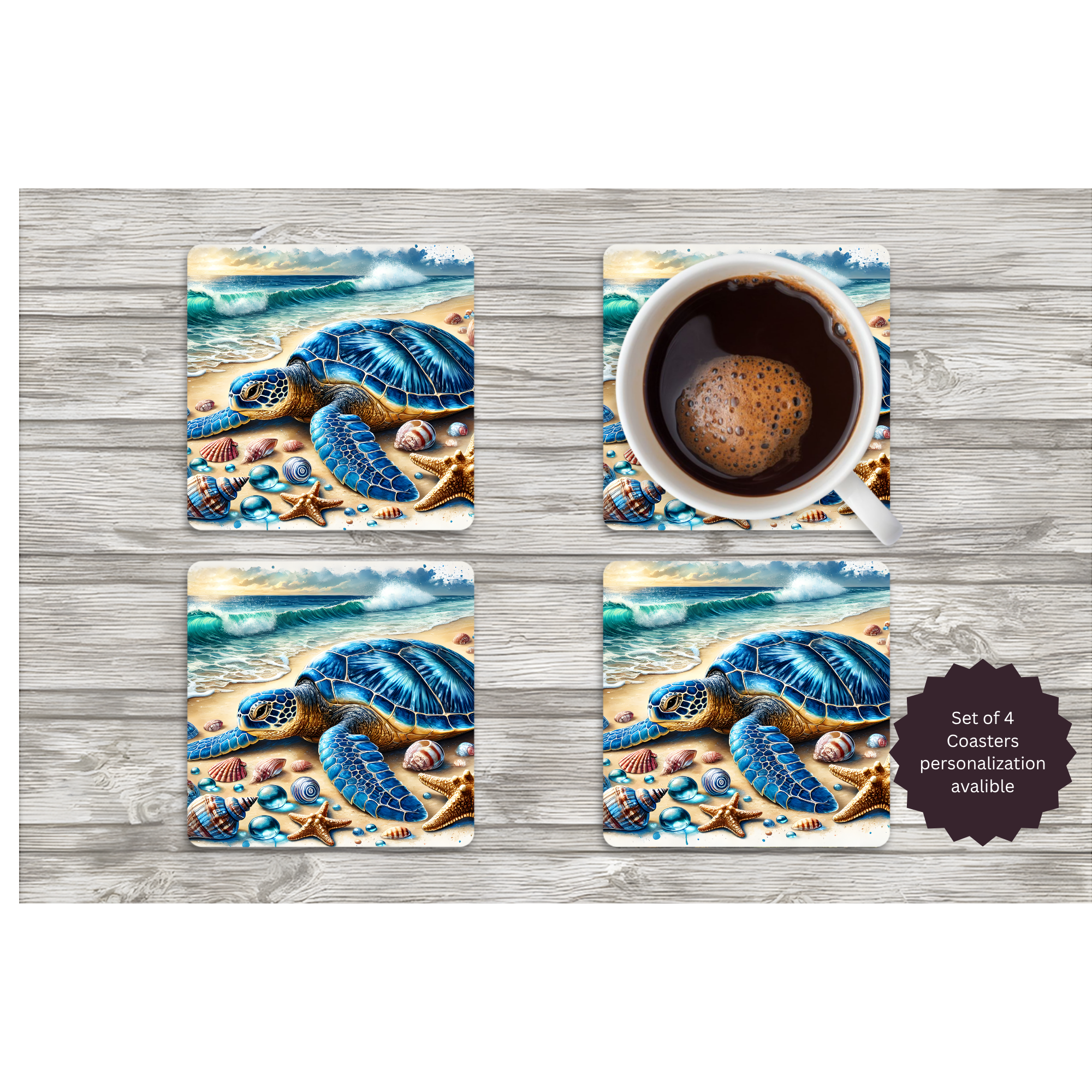 Sea Turtle Coasters — Choose Your Design
