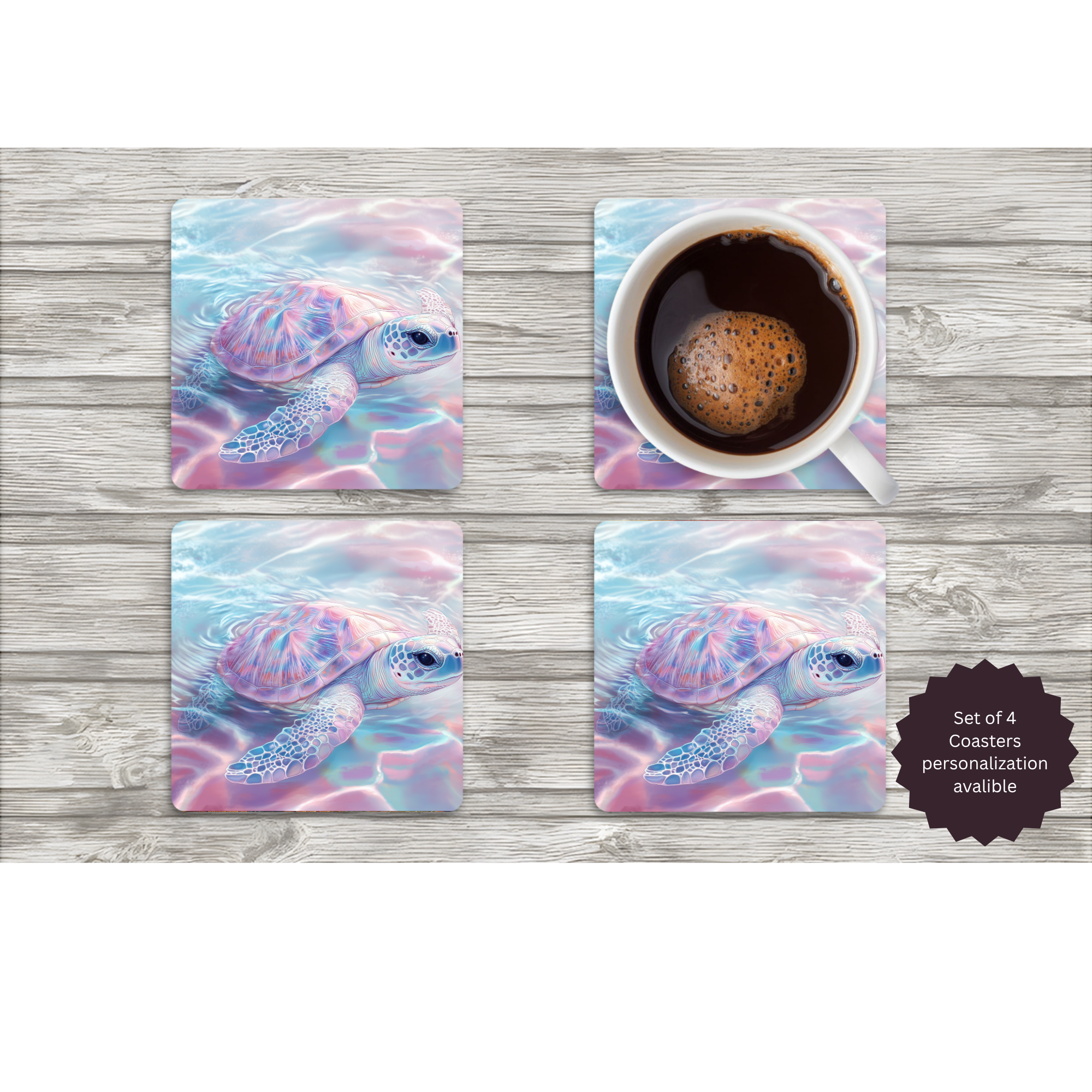 Sea Turtle Coasters — Choose Your Design
