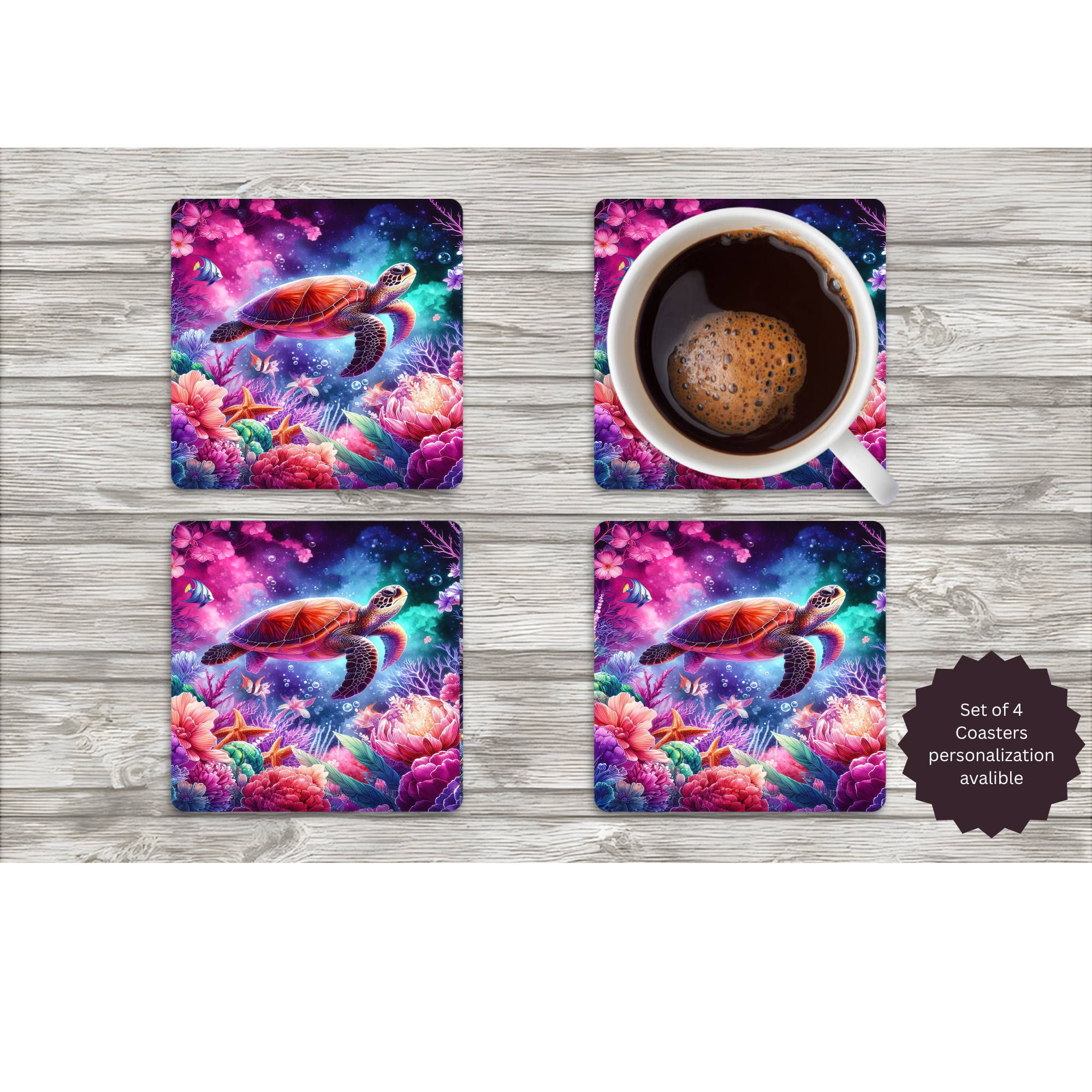 Sea Turtle Coasters — Choose Your Design