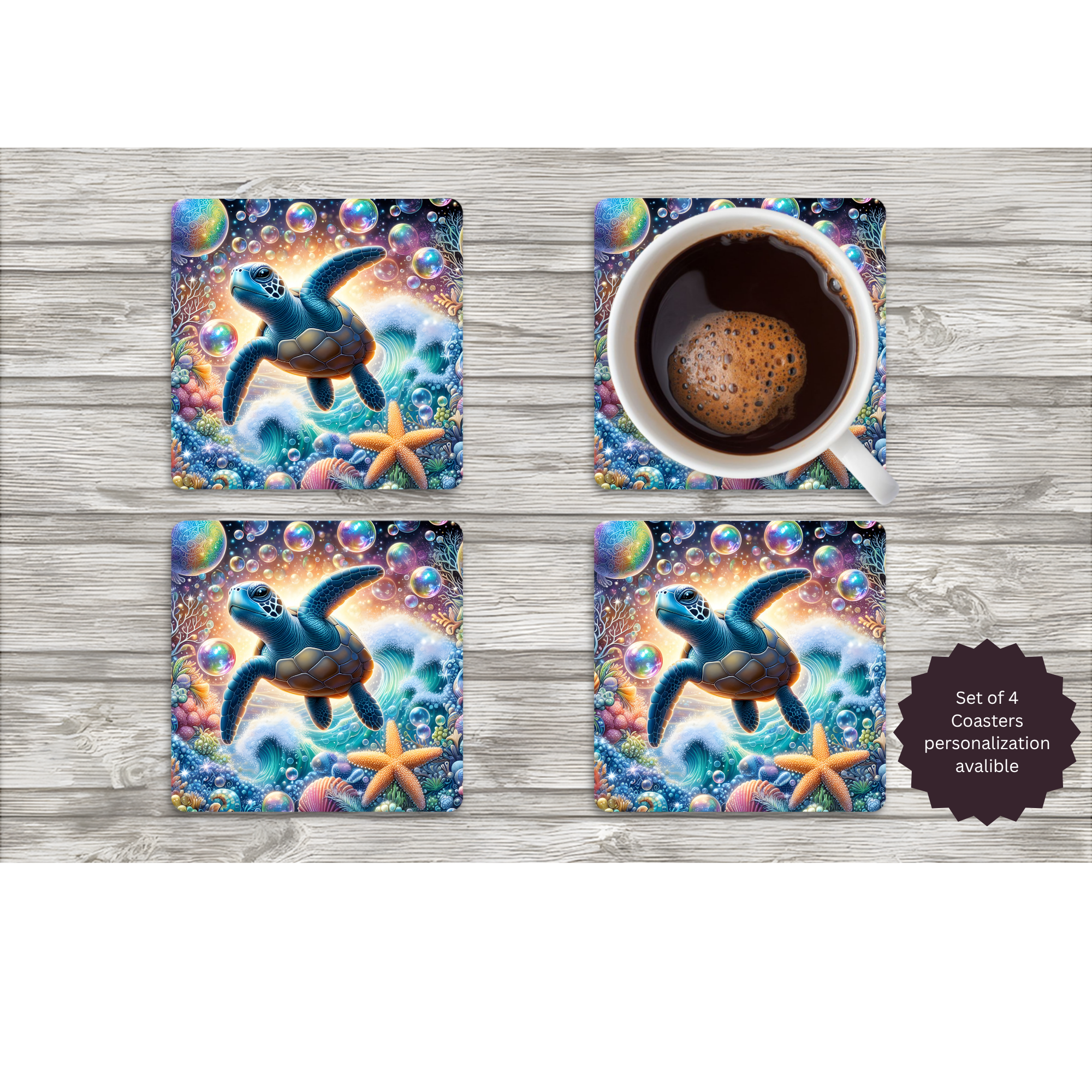 Sea Turtle Coasters — Choose Your Design
