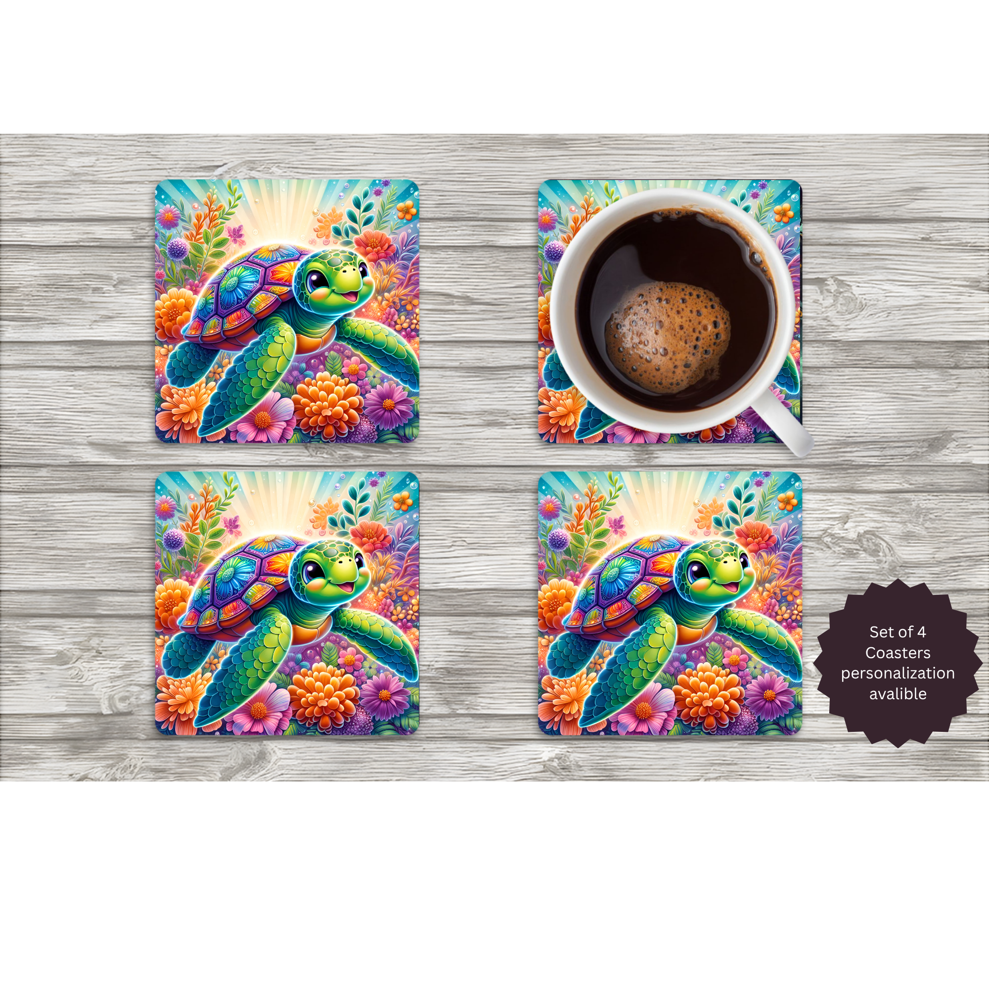 Sea Turtle Coasters — Choose Your Design
