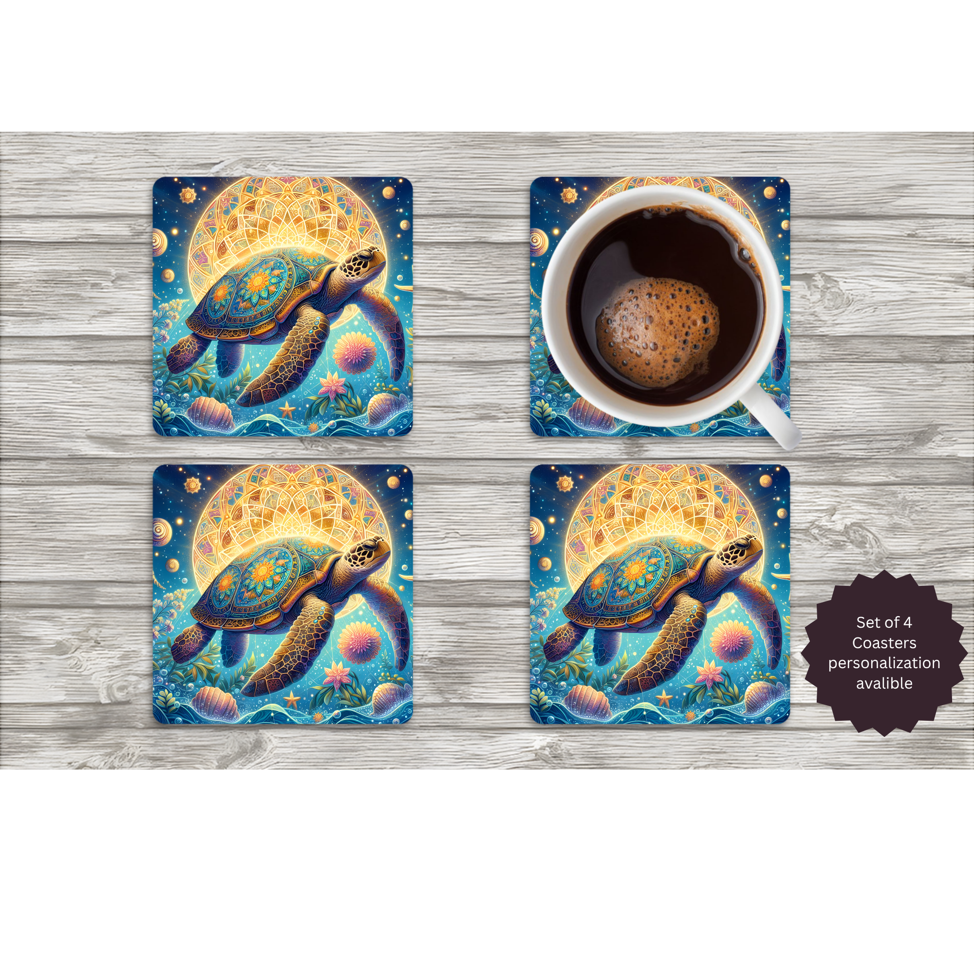 Sea Turtle Coasters — Choose Your Design