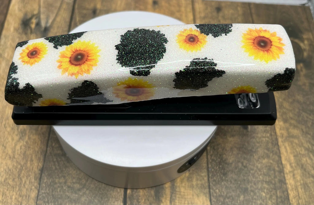 Glitter Cow print and Sunflower Desk Sets