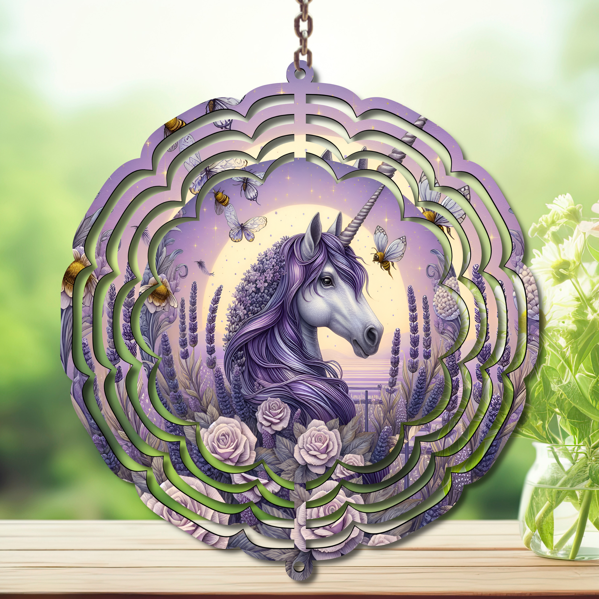 Unicorn Aluminum Metal Wind Spinner, multiple images available.