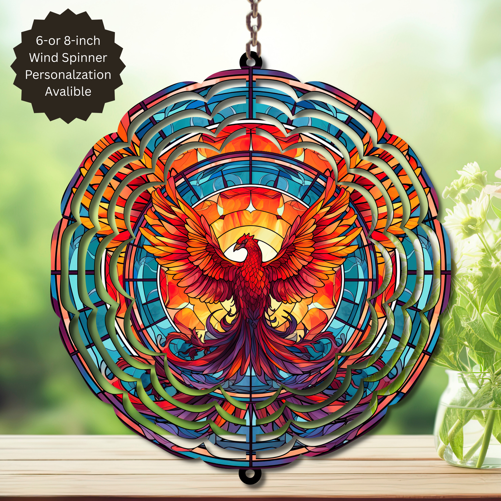 Phoenix Wind Spinner - Aluminum Metal Fire Bird Yard Art Outdoor Decor