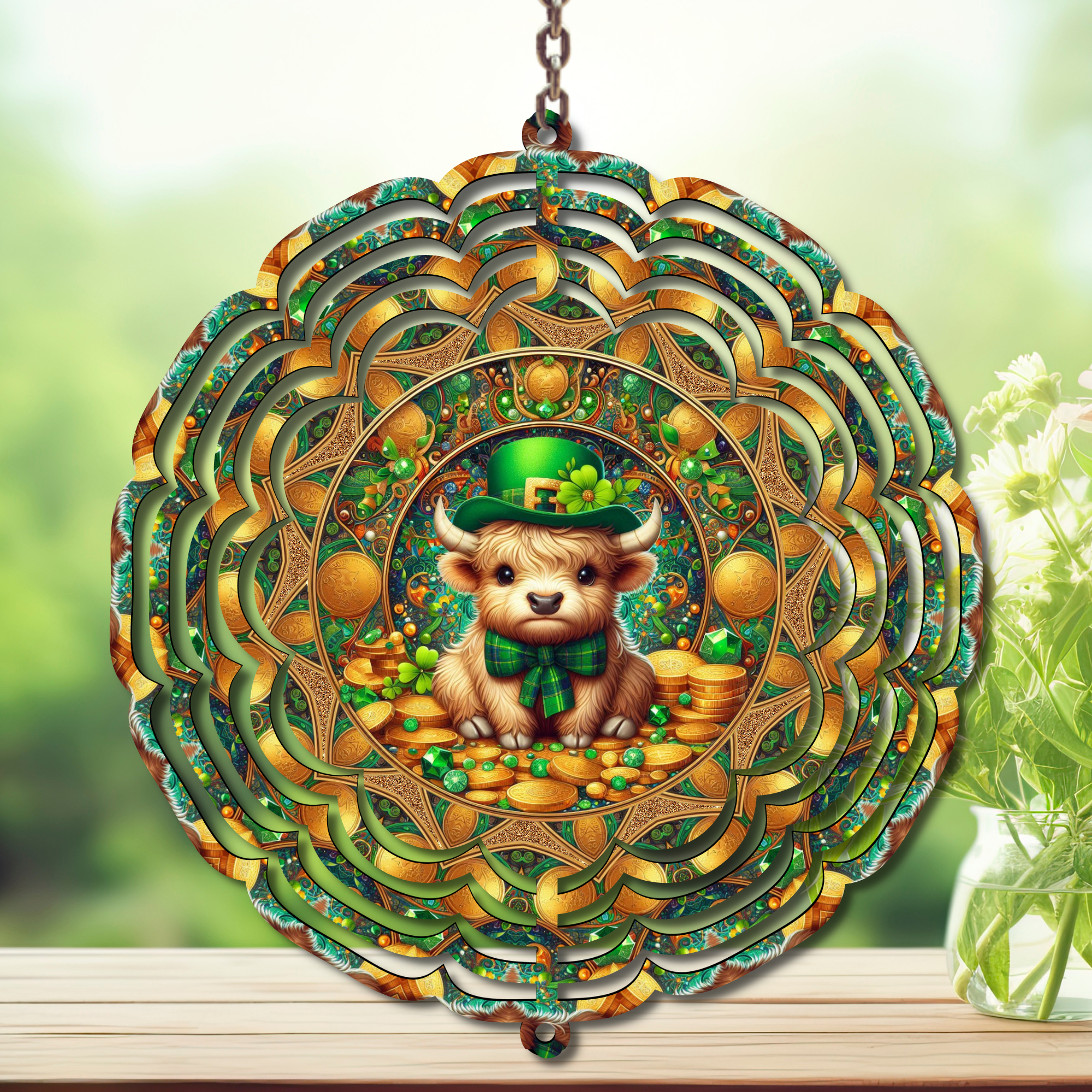 March magic St. Patty's Aluminum Metal Wind Spinner, multiple images available.