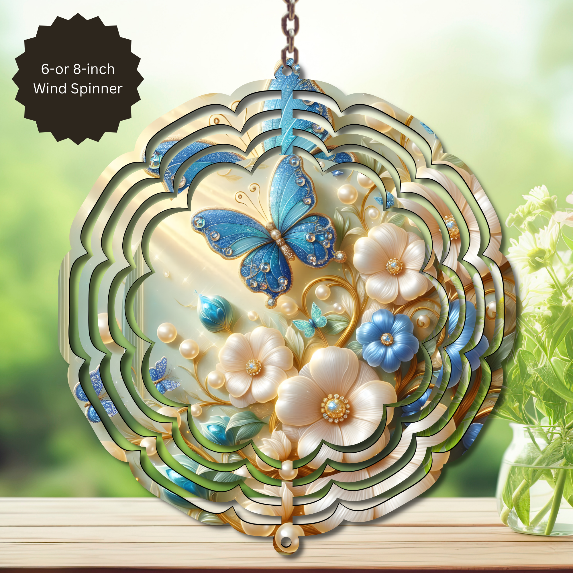 Butterfly Aluminum Metal Wind Spinner, multiple images available.