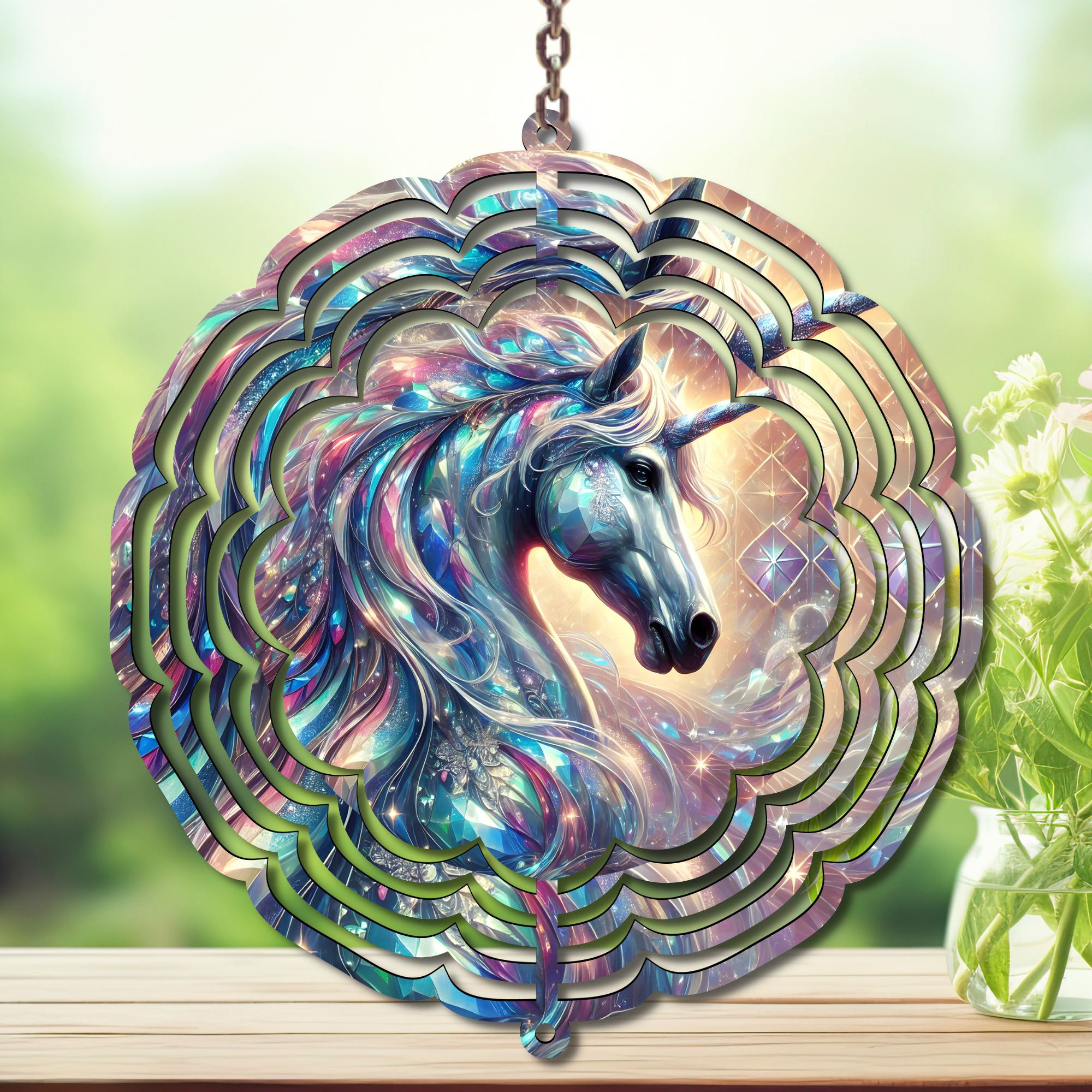Unicorn Aluminum Metal Wind Spinner, multiple images available.