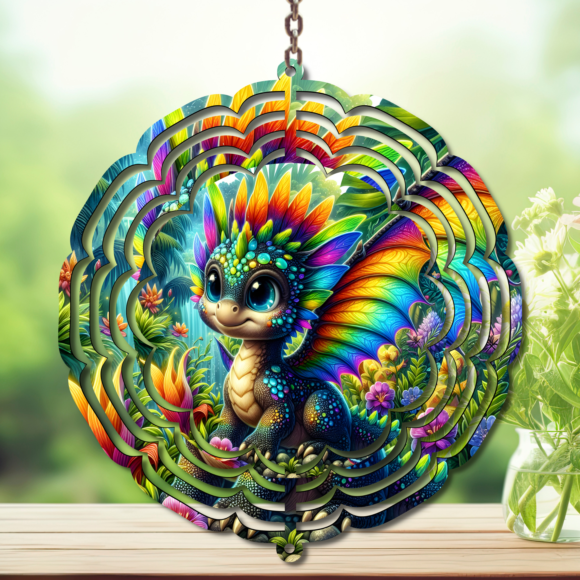 Dragons Aluminum Metal Wind Spinner, Let your yard roar with color — magical motion and fantasy‑themed flair. Multiple images available.