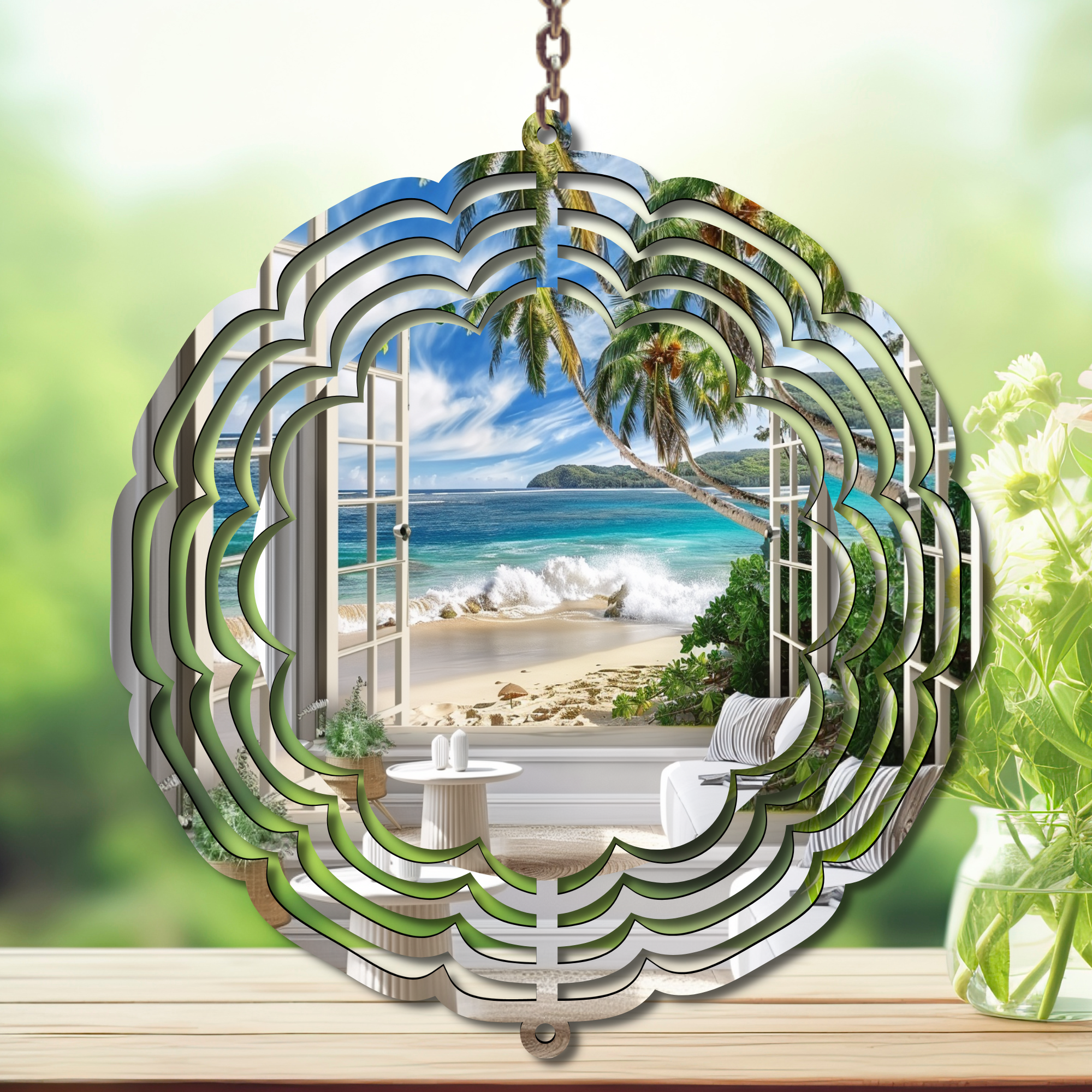 Beach Aluminum Metal Wind Spinner, multiple images available.