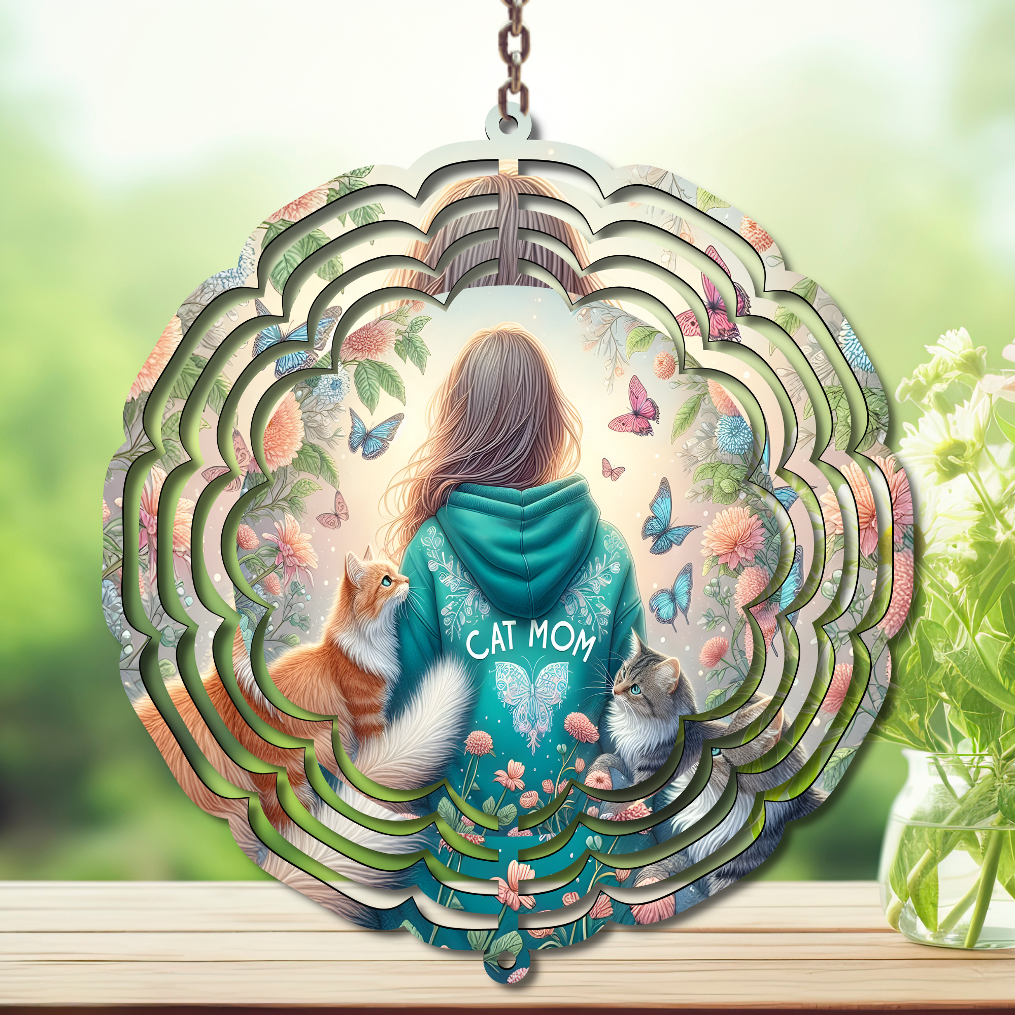 Cats Aluminum Metal Wind Spinner, Let your garden play with a little cattitude. Multiple images available.