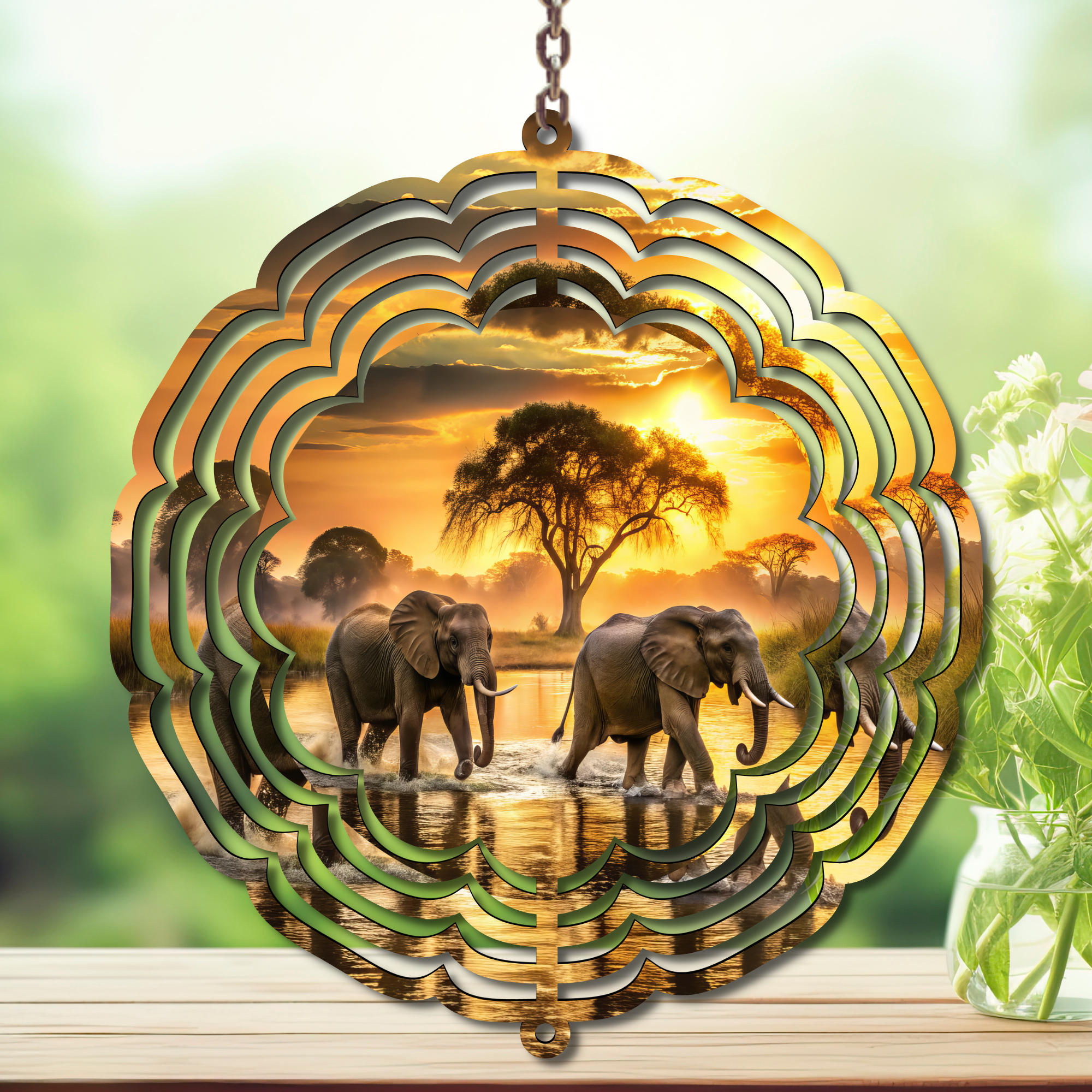 Elephant Aluminum Metal Wind Spinner, multiple images available.