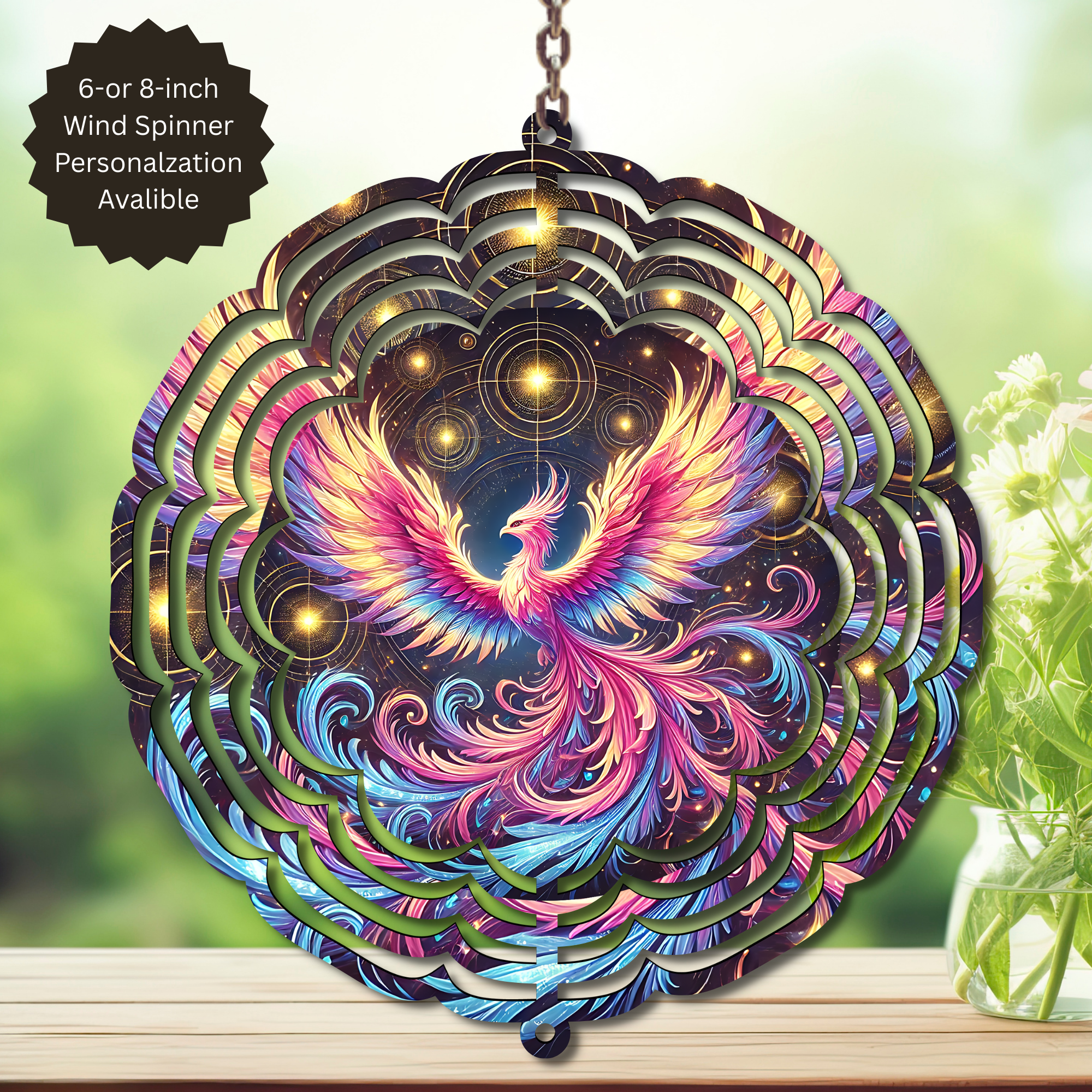 Phoenix Wind Spinner - Aluminum Metal Fire Bird Yard Art Outdoor Decor
