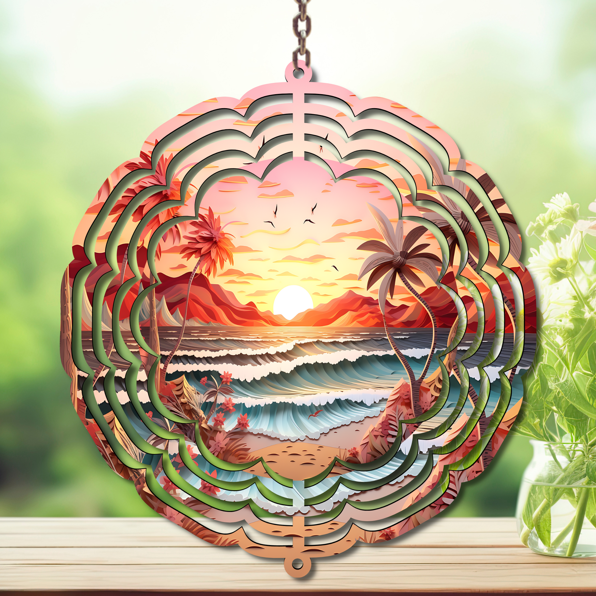 Beach Aluminum Metal Wind Spinner, multiple images available.