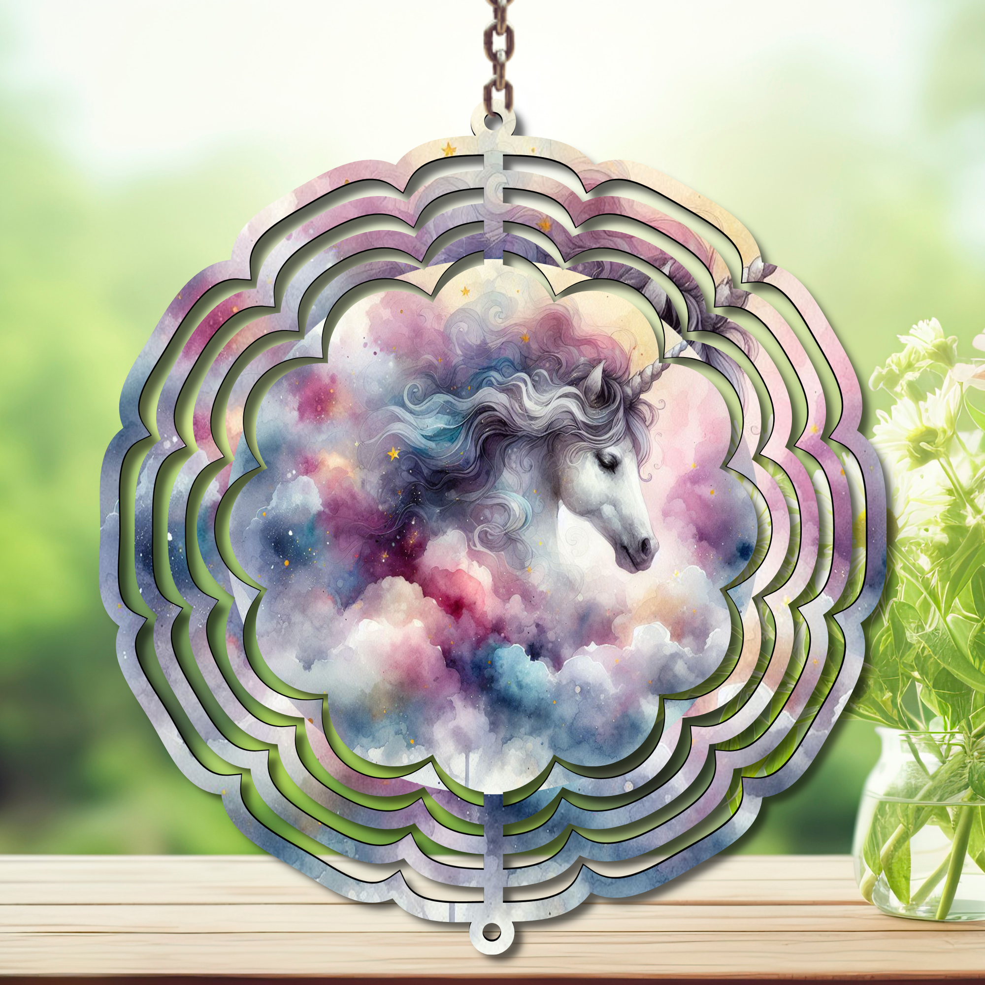 Unicorn Aluminum Metal Wind Spinner, multiple images available.