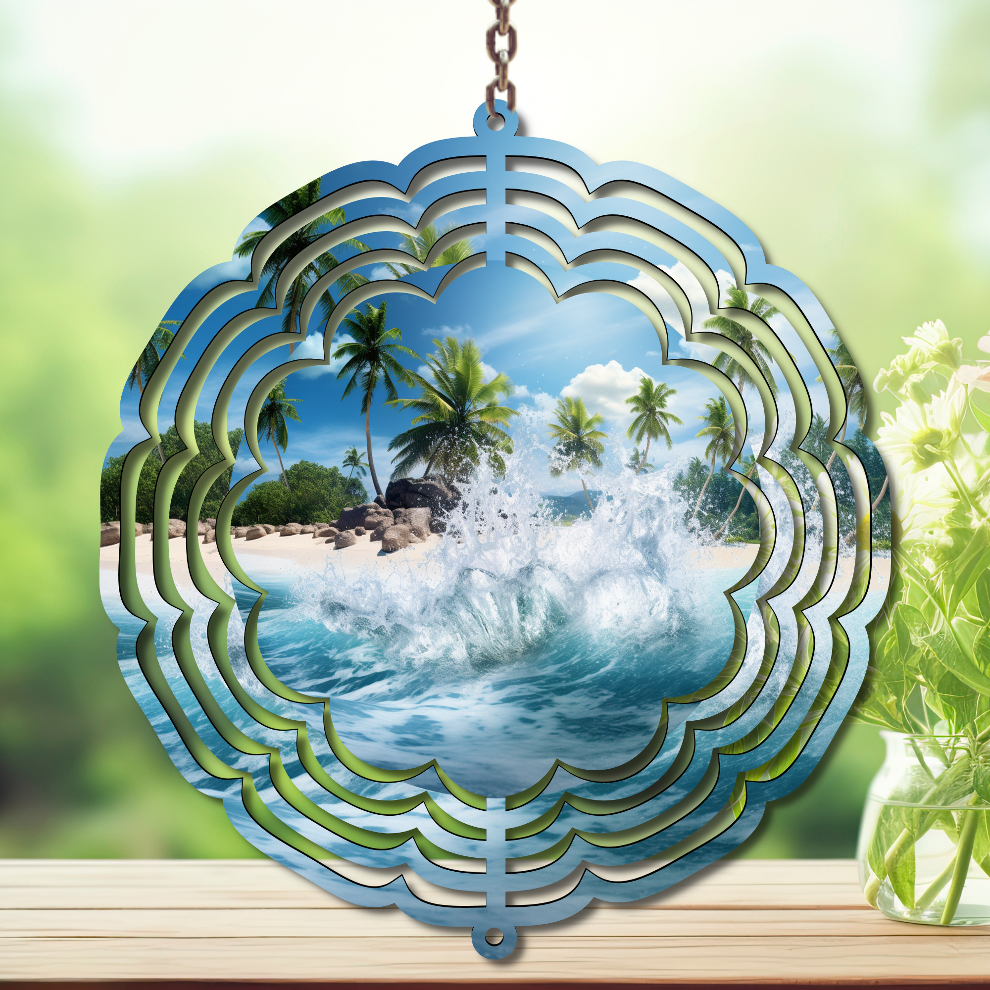 Beach Aluminum Metal Wind Spinner, multiple images available.