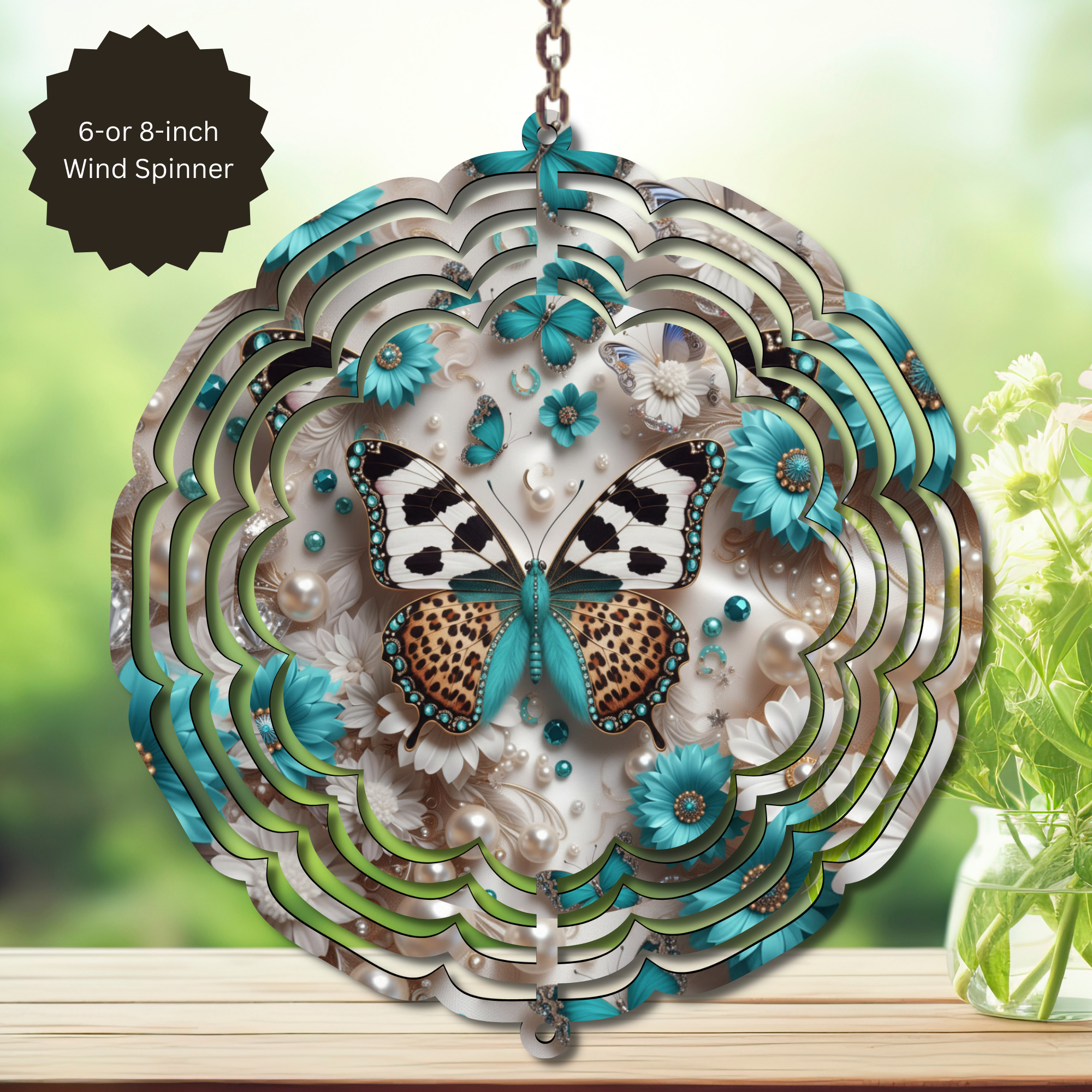 Butterfly Aluminum Metal Wind Spinner, multiple images available.