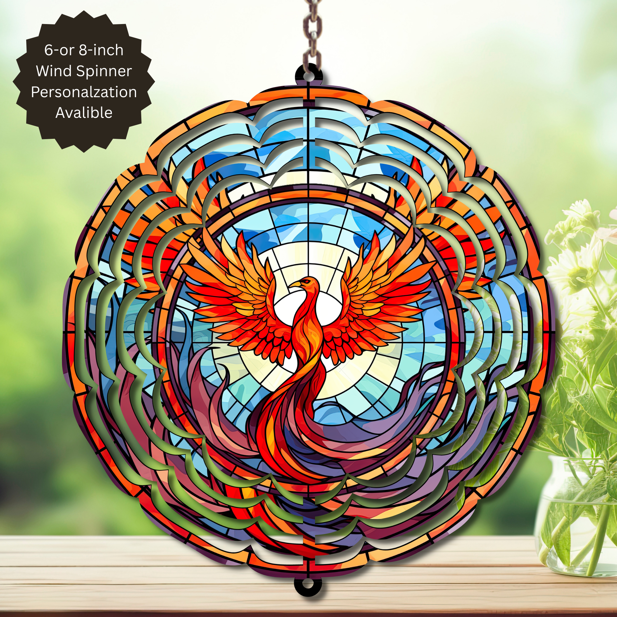 Phoenix Wind Spinner - Aluminum Metal Fire Bird Yard Art Outdoor Decor