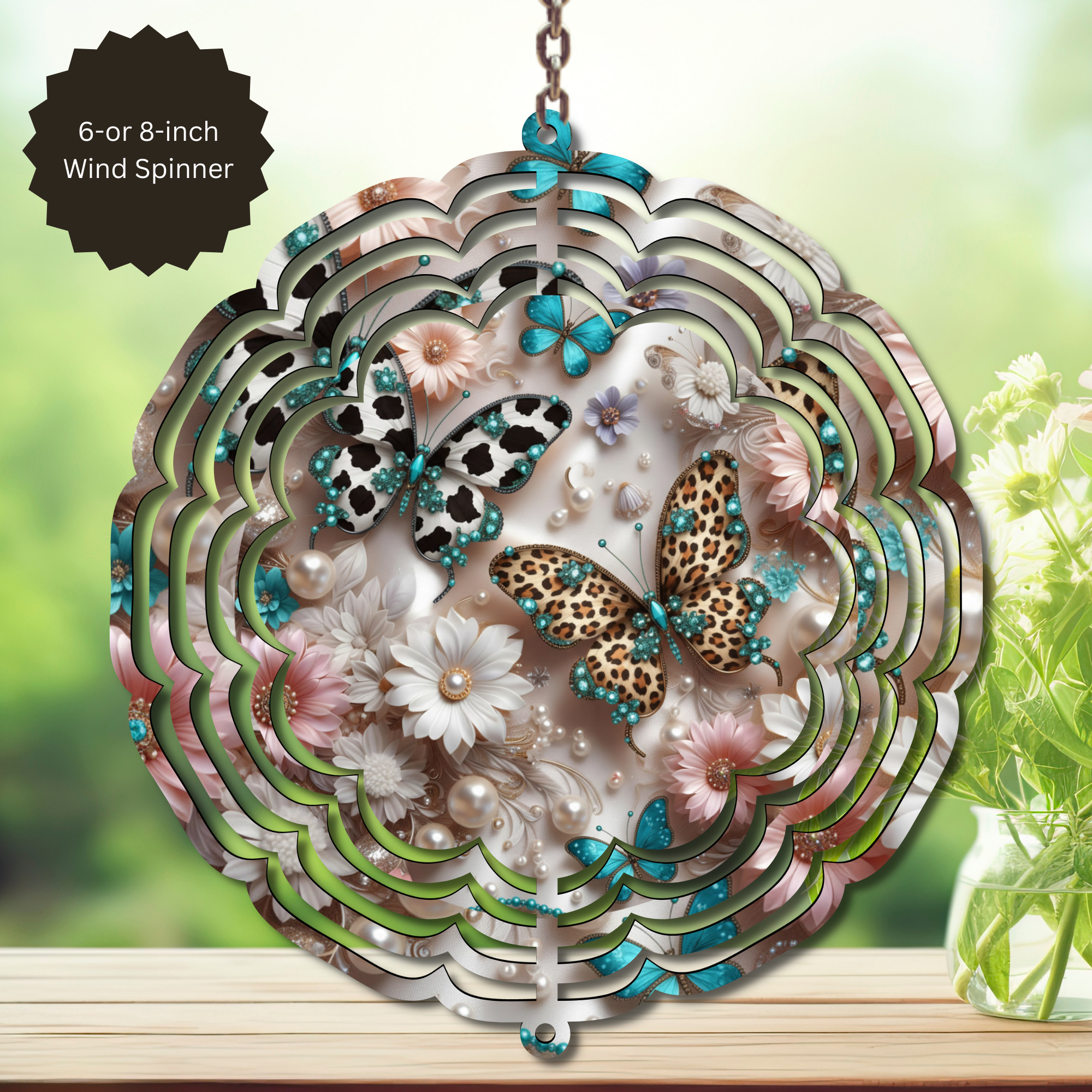 Butterfly Aluminum Metal Wind Spinner, multiple images available.