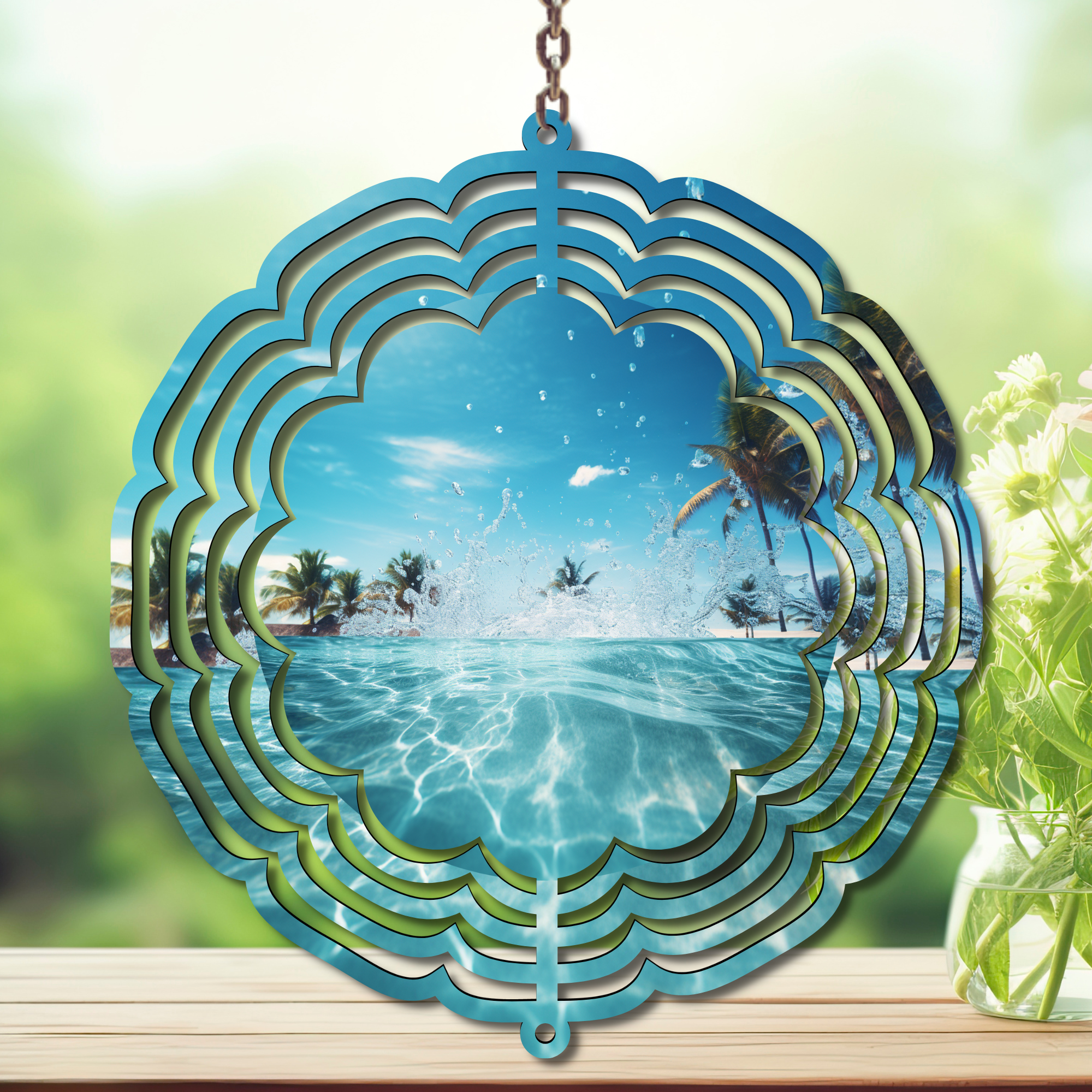 Beach Aluminum Metal Wind Spinner, multiple images available.