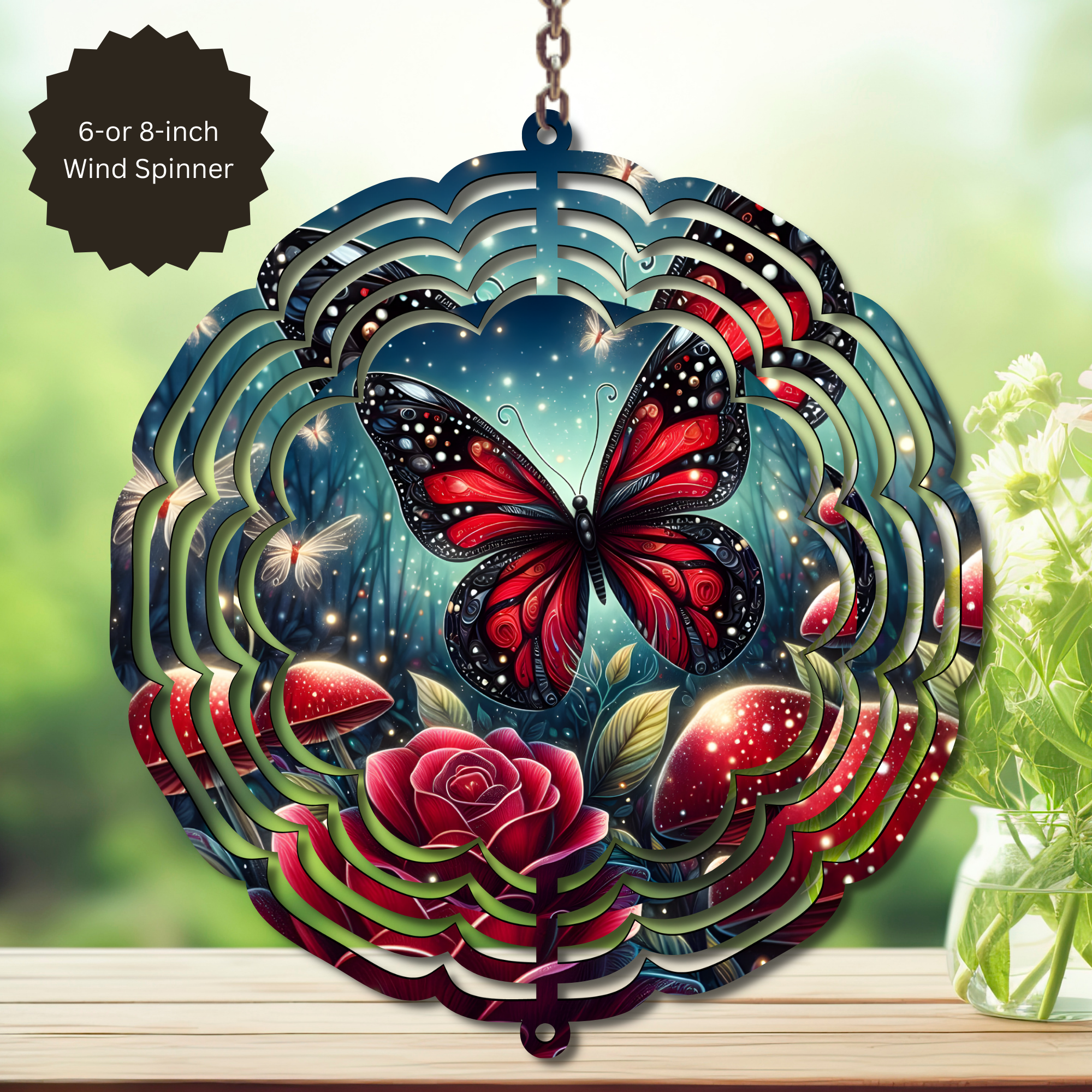 Butterfly Aluminum Metal Wind Spinner, multiple images available.