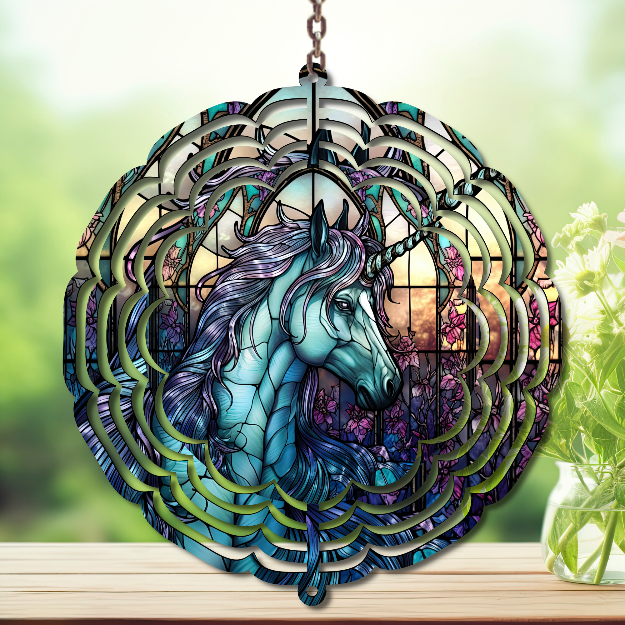 Unicorn Aluminum Metal Wind Spinner, multiple images available.
