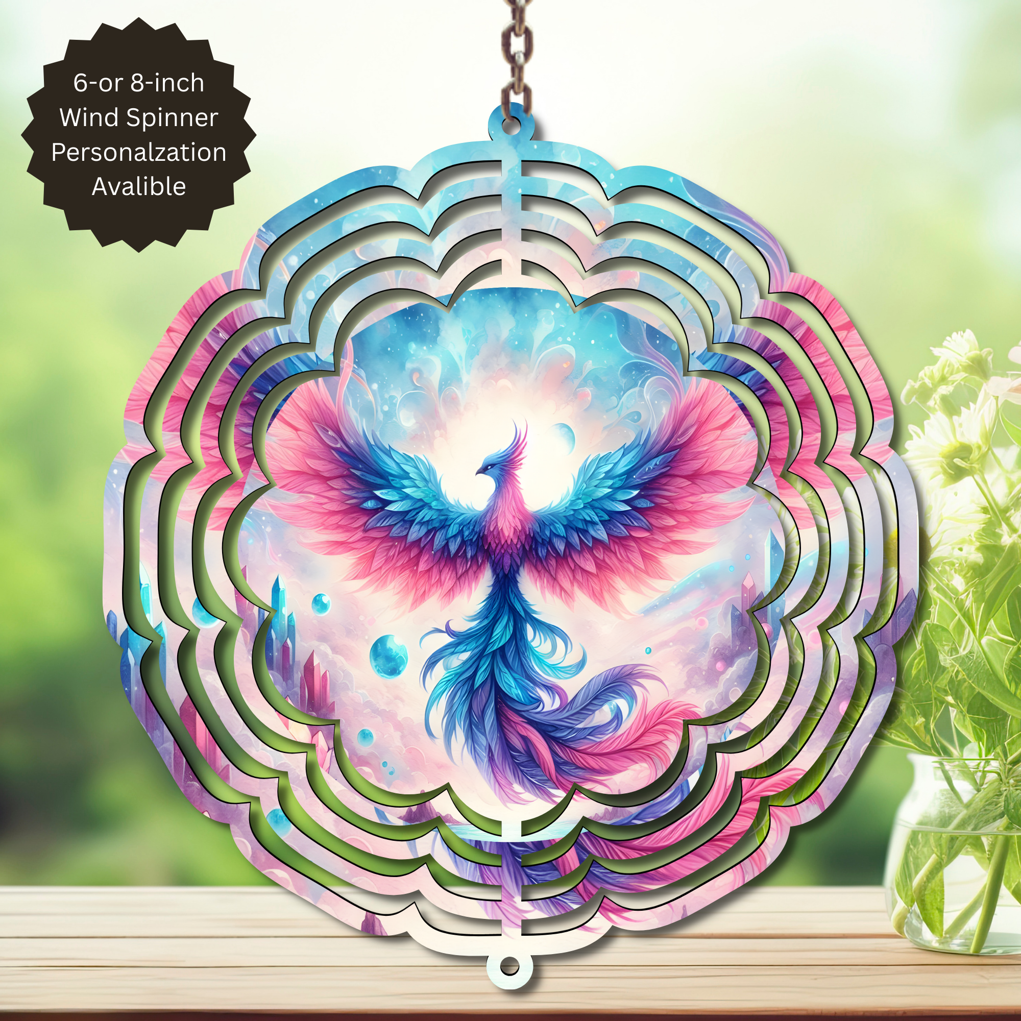 Phoenix Wind Spinner - Aluminum Metal Fire Bird Yard Art Outdoor Decor