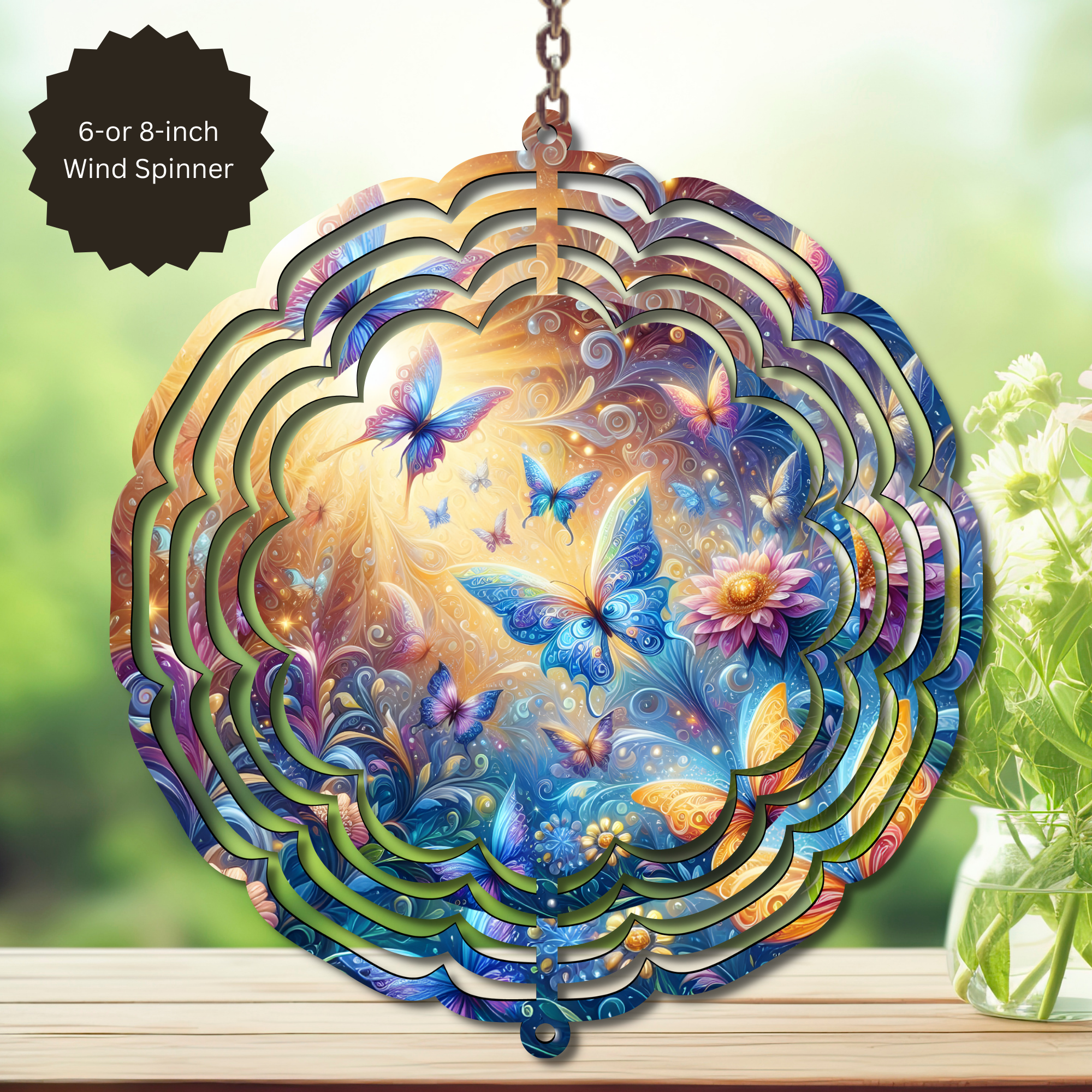 Butterfly Aluminum Metal Wind Spinner, multiple images available.