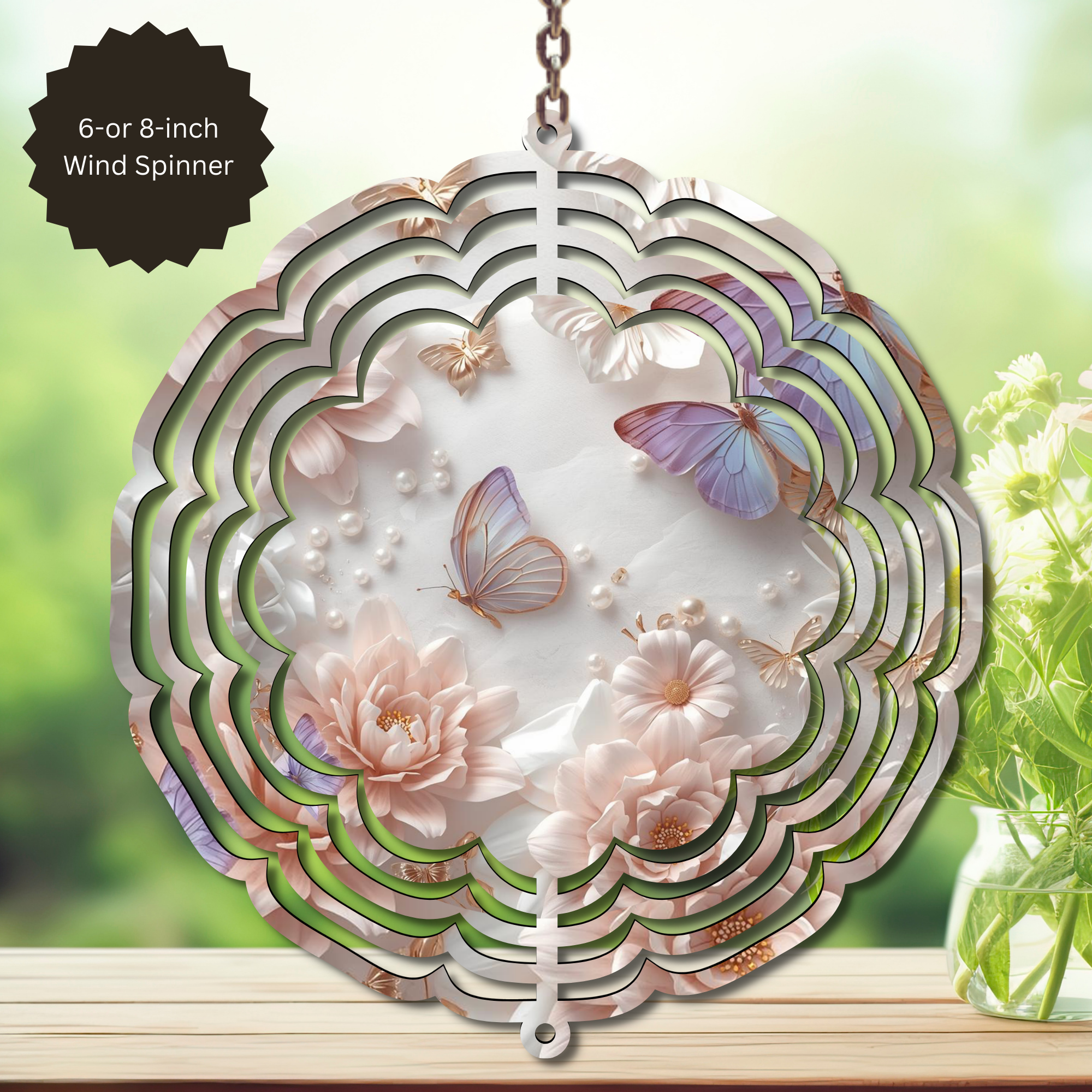 Butterfly Aluminum Metal Wind Spinner, multiple images available.