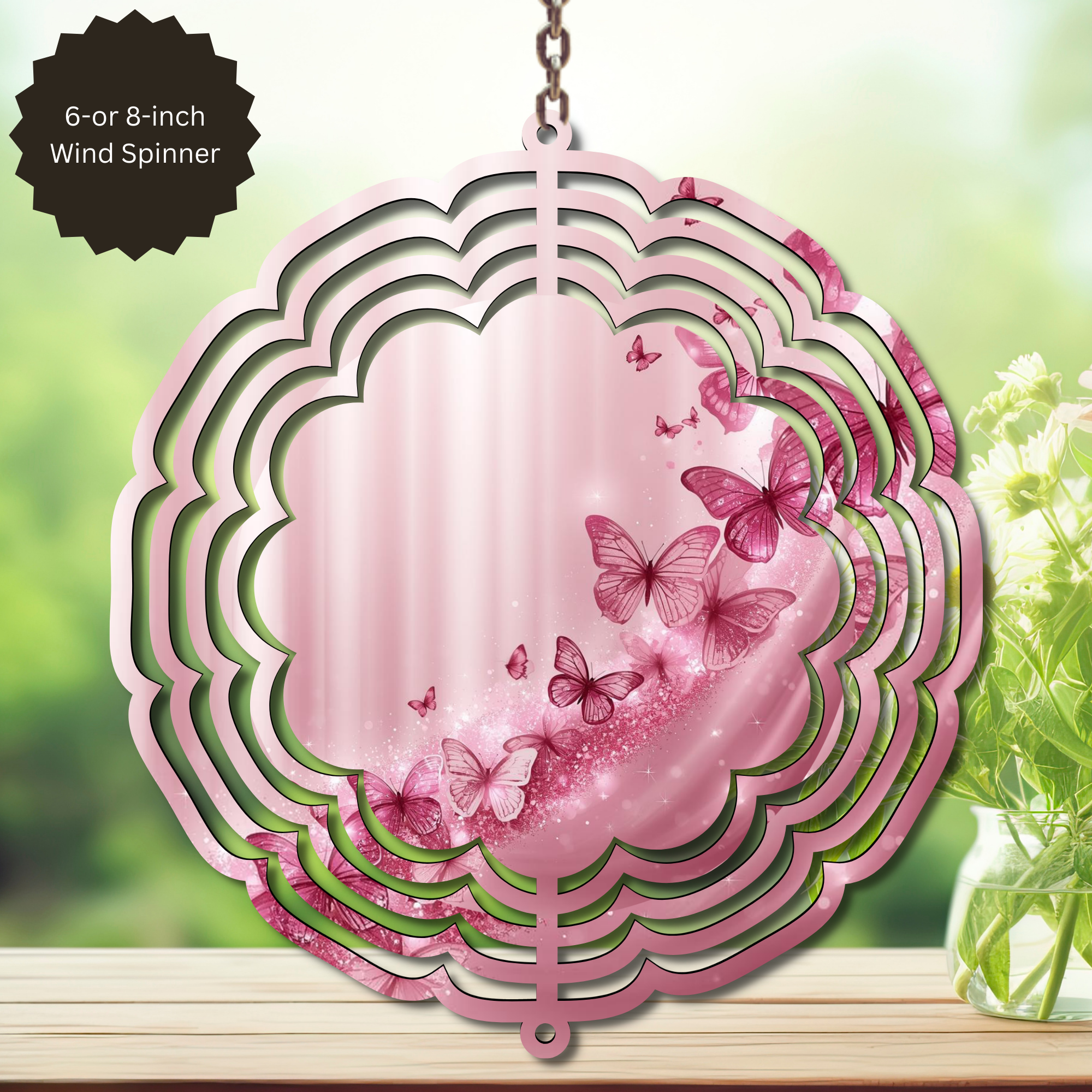 Butterfly Aluminum Metal Wind Spinner, multiple images available.