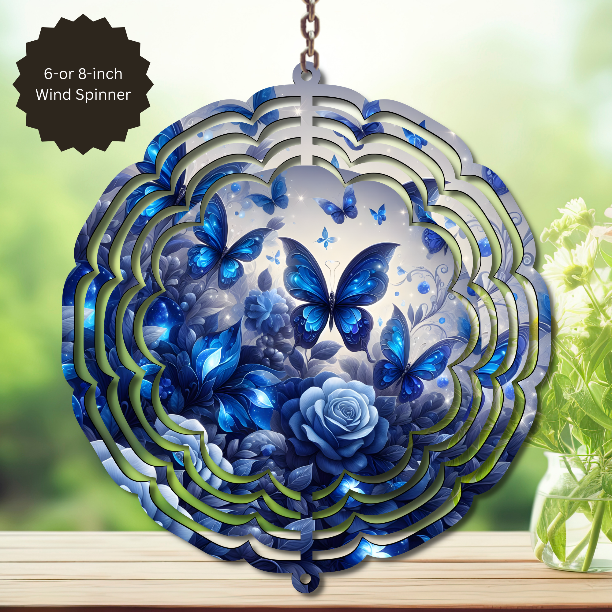 Butterfly Aluminum Metal Wind Spinner, multiple images available.
