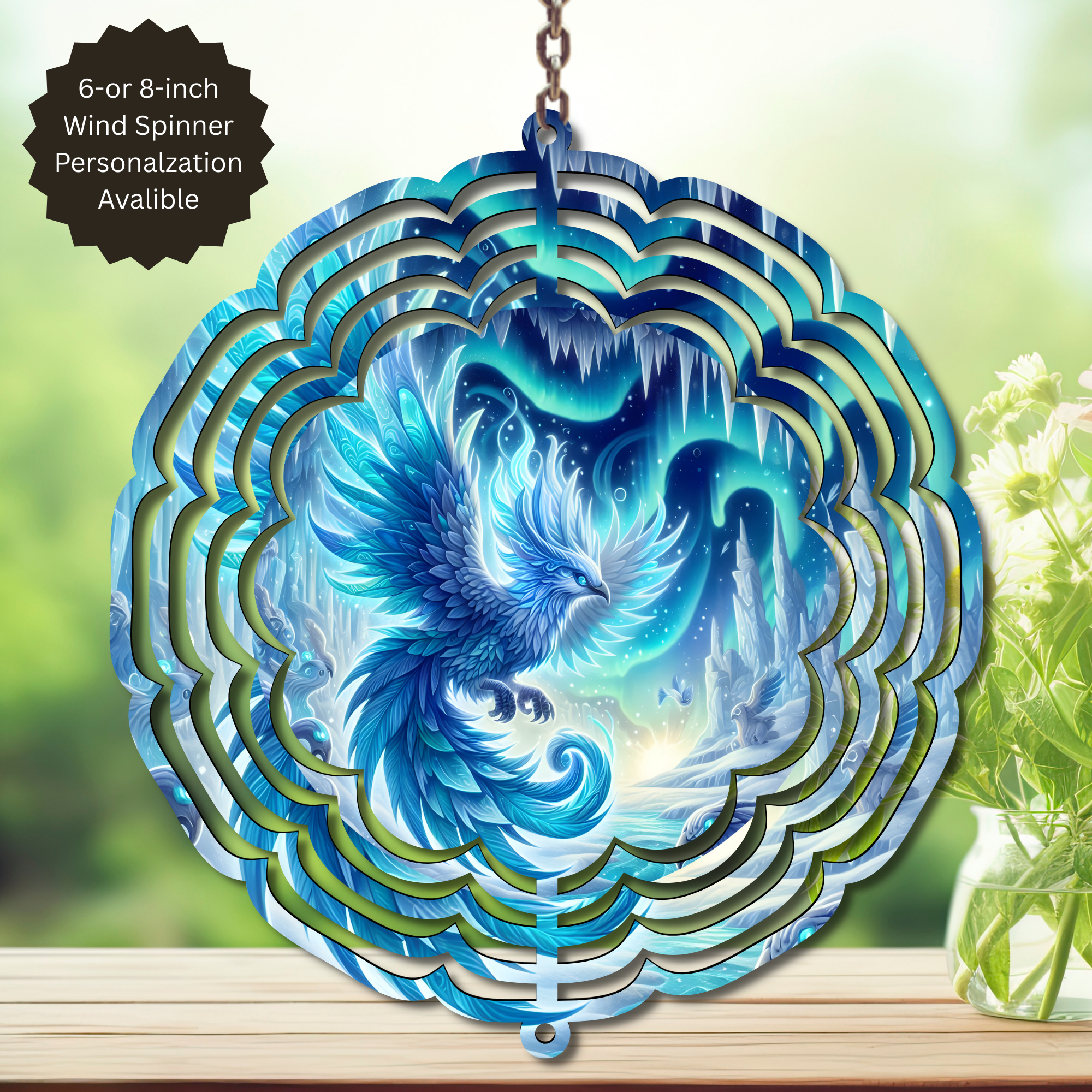 Phoenix Wind Spinner - Aluminum Metal Fire Bird Yard Art Outdoor Decor