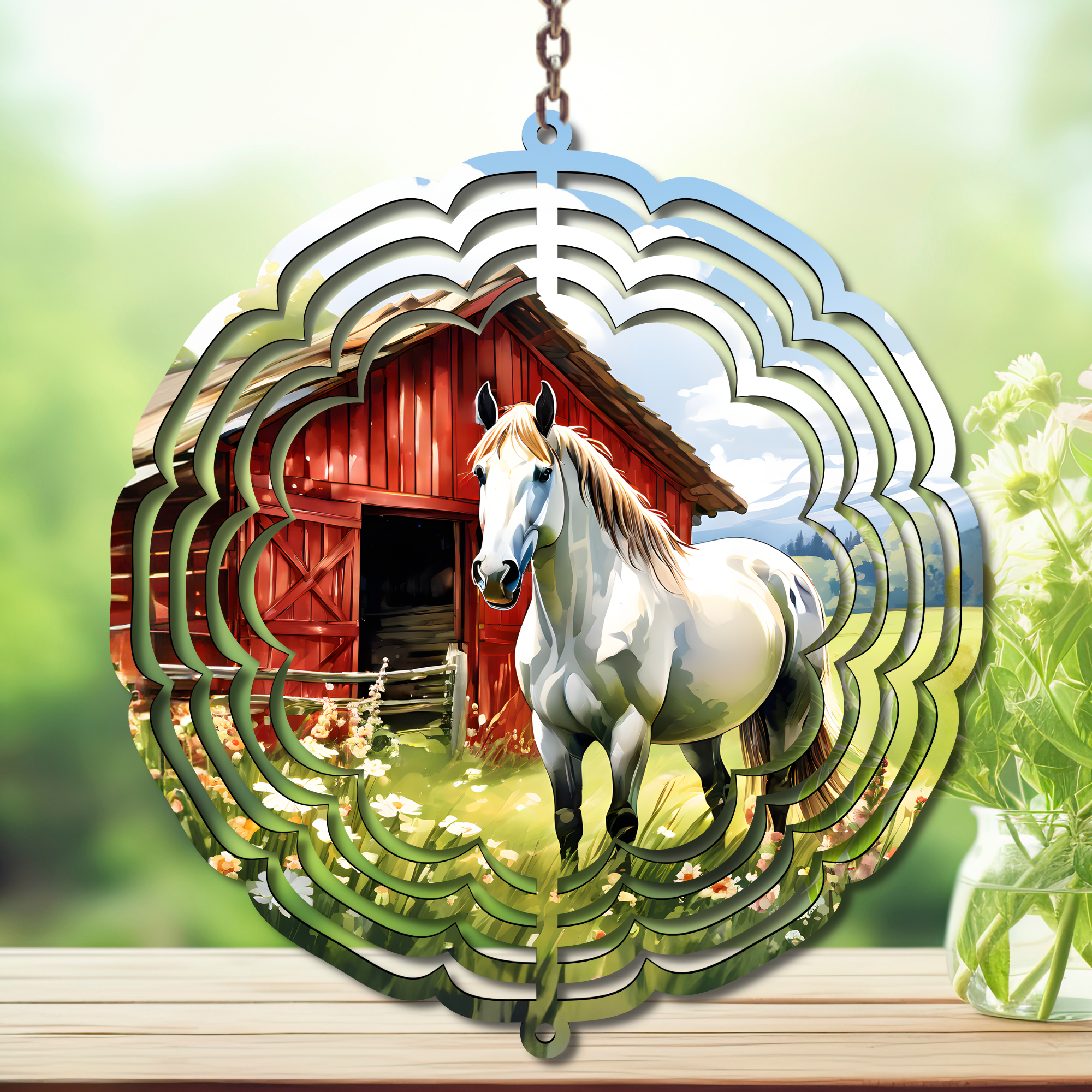 Horse Aluminum Metal Wind Spinner, multiple images available