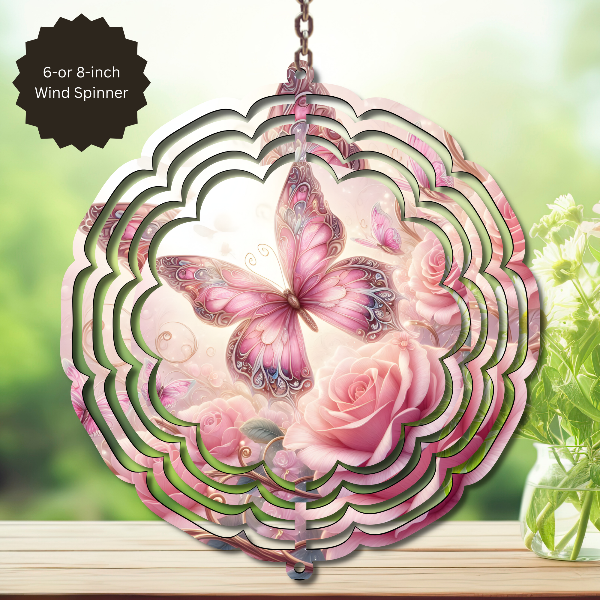 Butterfly Aluminum Metal Wind Spinner, multiple images available.