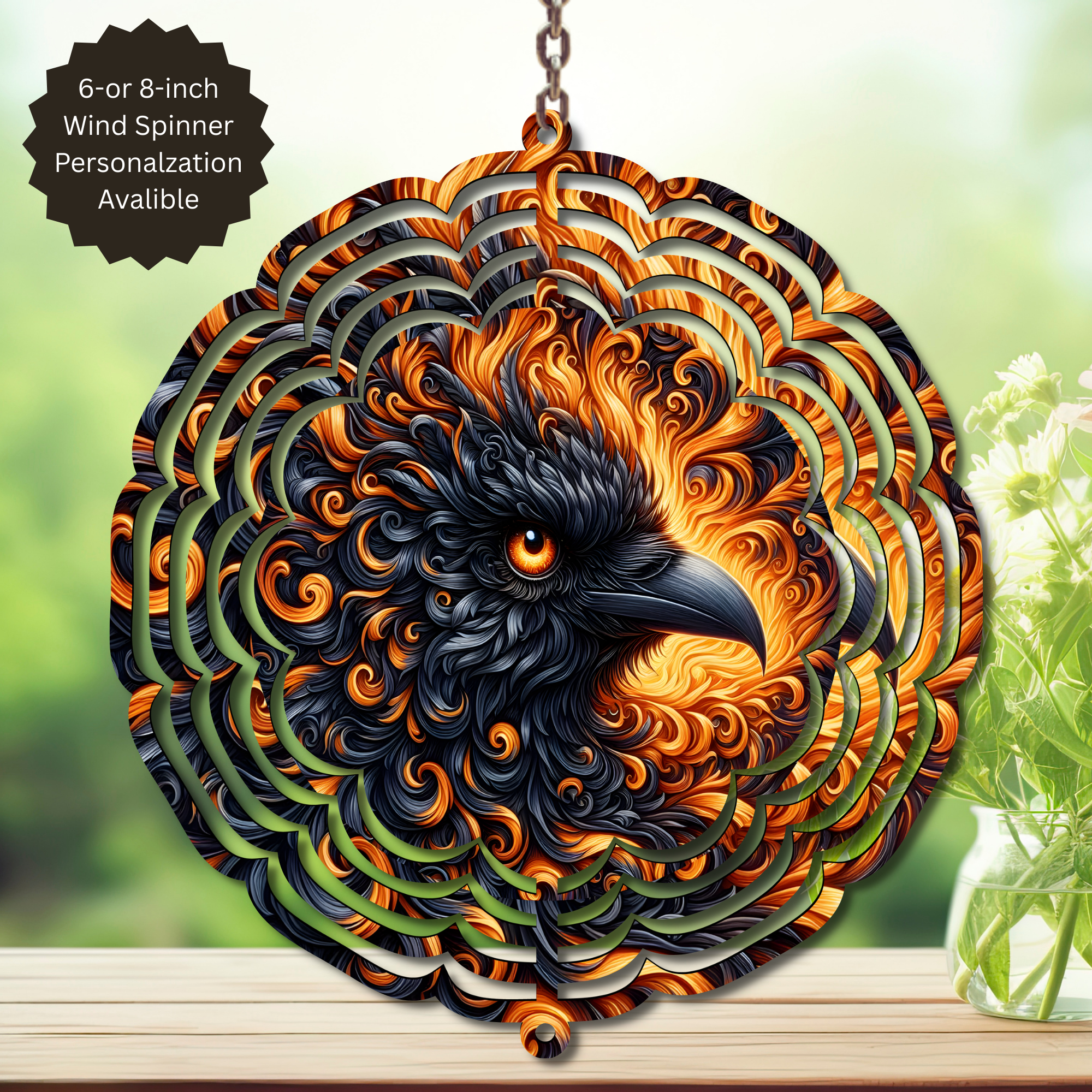 Phoenix Wind Spinner - Aluminum Metal Fire Bird Yard Art Outdoor Decor