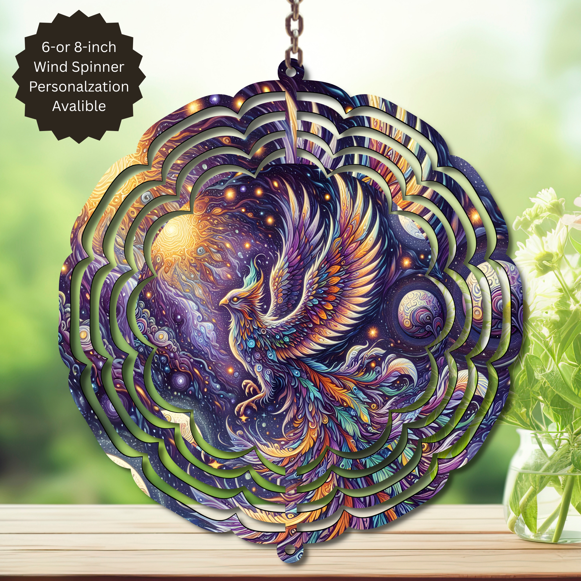 Phoenix Wind Spinner - Aluminum Metal Fire Bird Yard Art Outdoor Decor