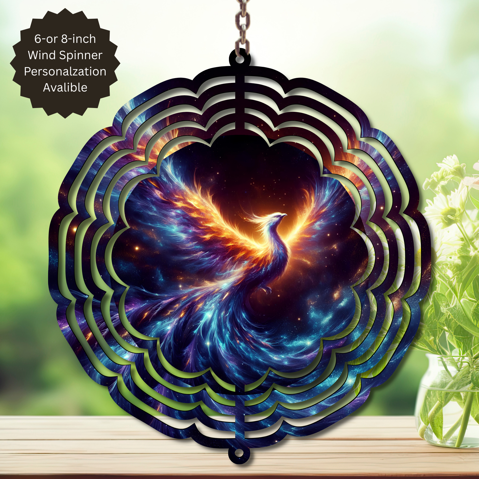 Phoenix Wind Spinner - Aluminum Metal Fire Bird Yard Art Outdoor Decor