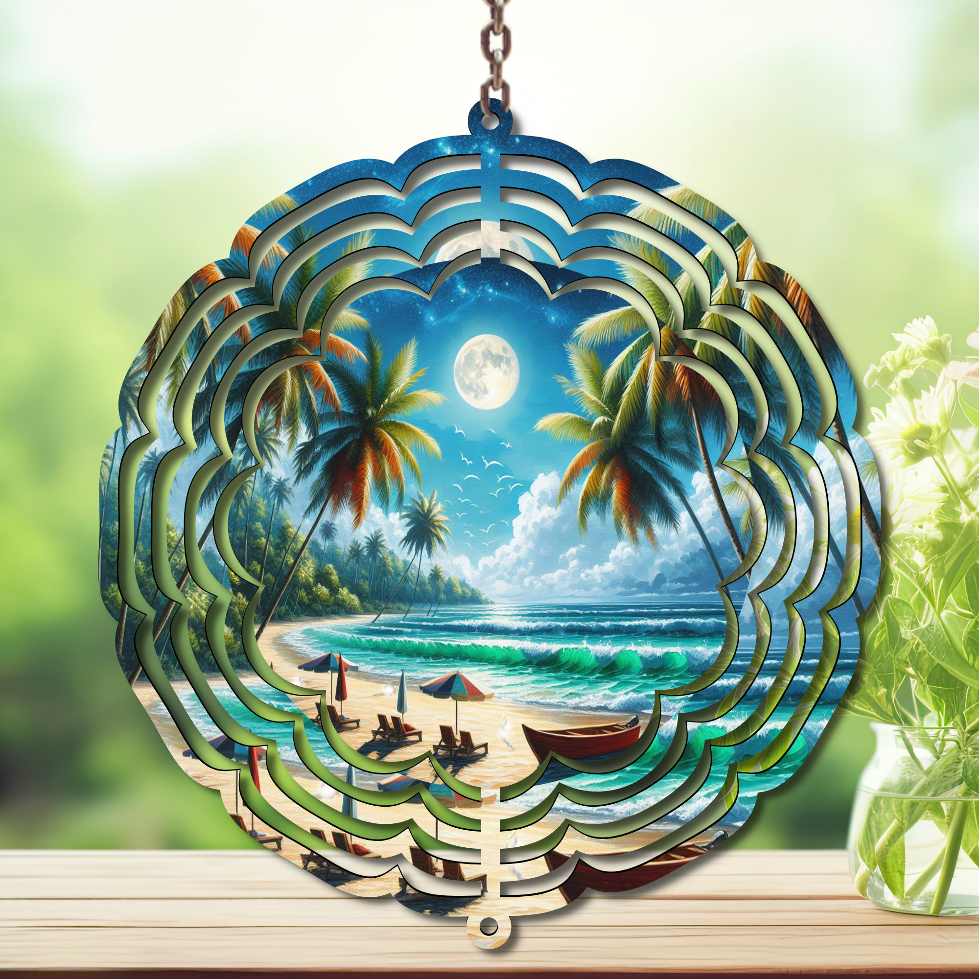 Beach Aluminum Metal Wind Spinner, multiple images available.