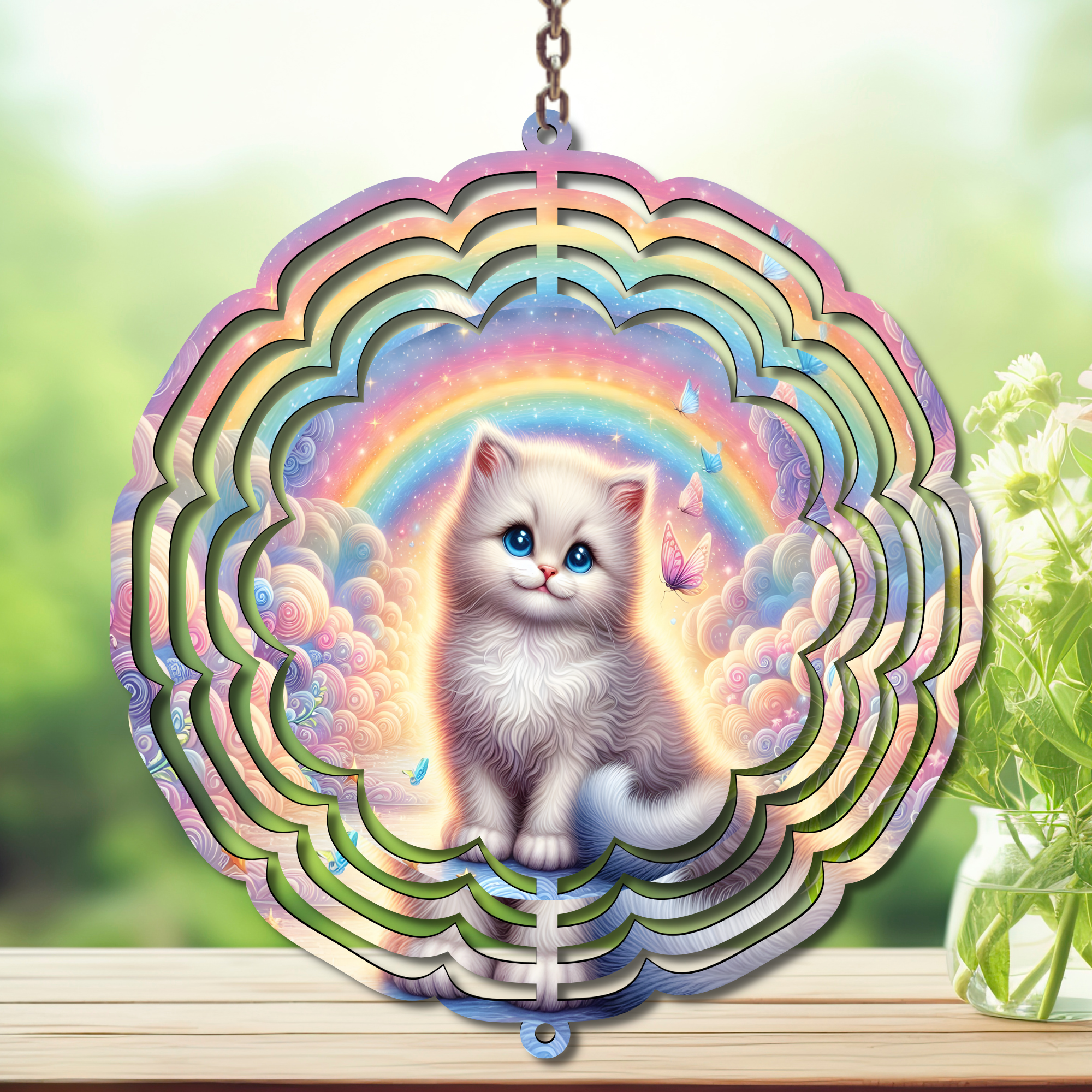 Cats Aluminum Metal Wind Spinner, Let your garden play with a little cattitude. Multiple images available.