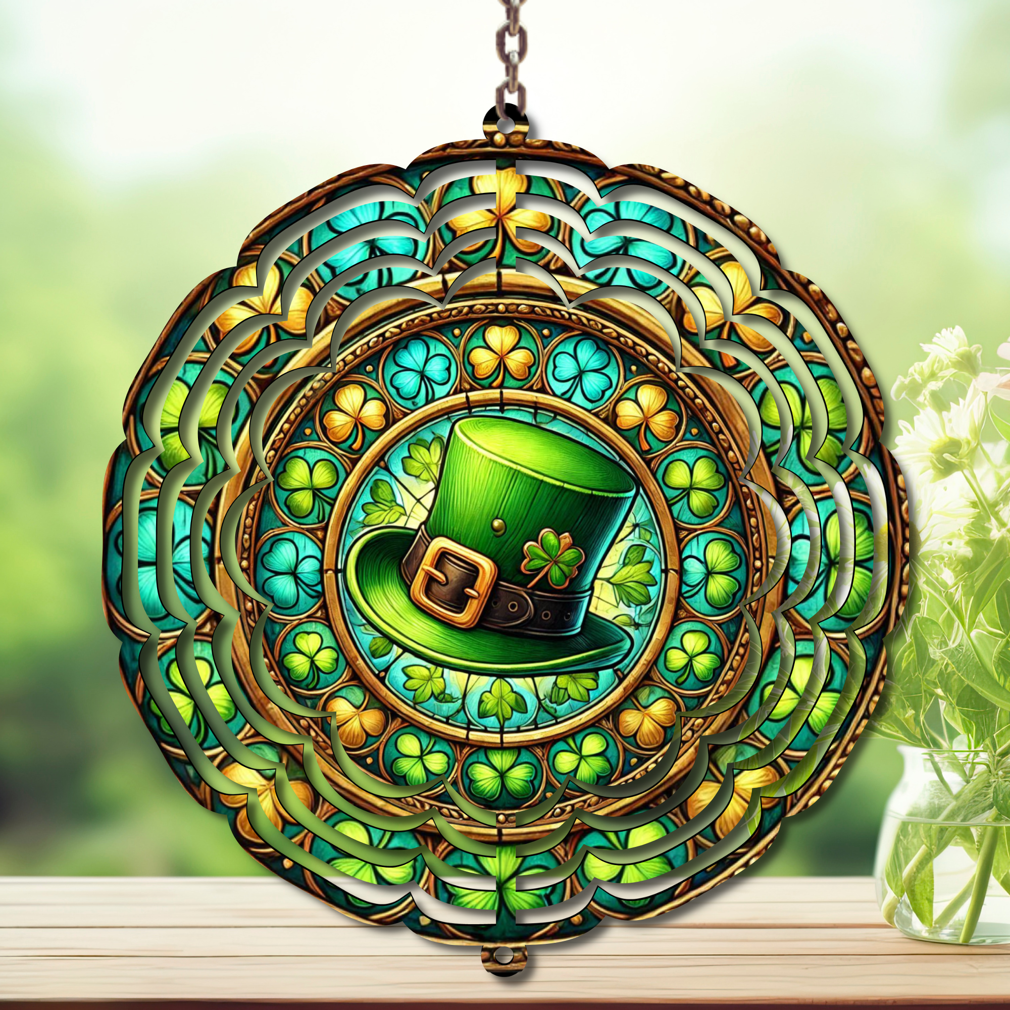 March magic St. Patty's Aluminum Metal Wind Spinner, multiple images available.