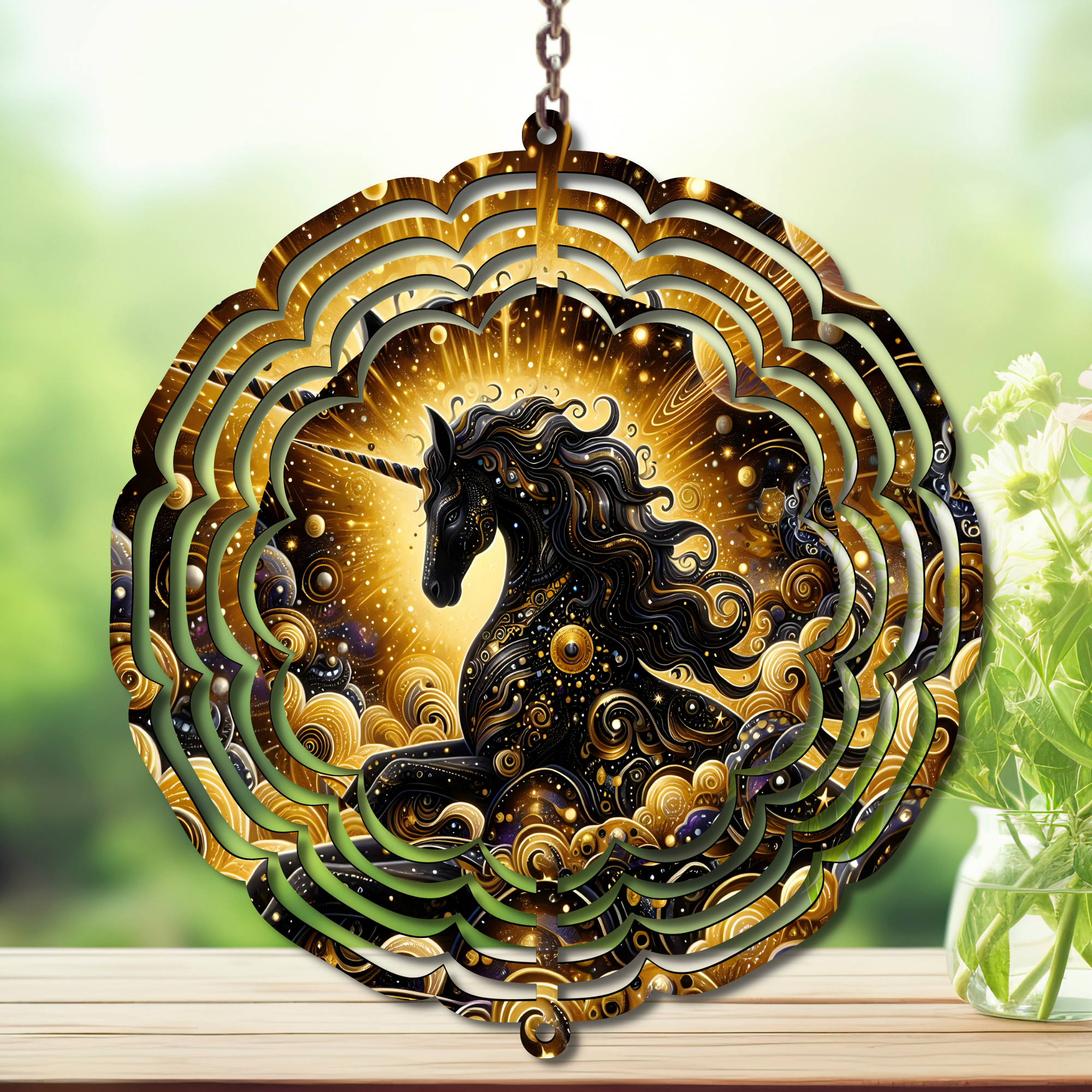 Unicorn Aluminum Metal Wind Spinner, multiple images available.