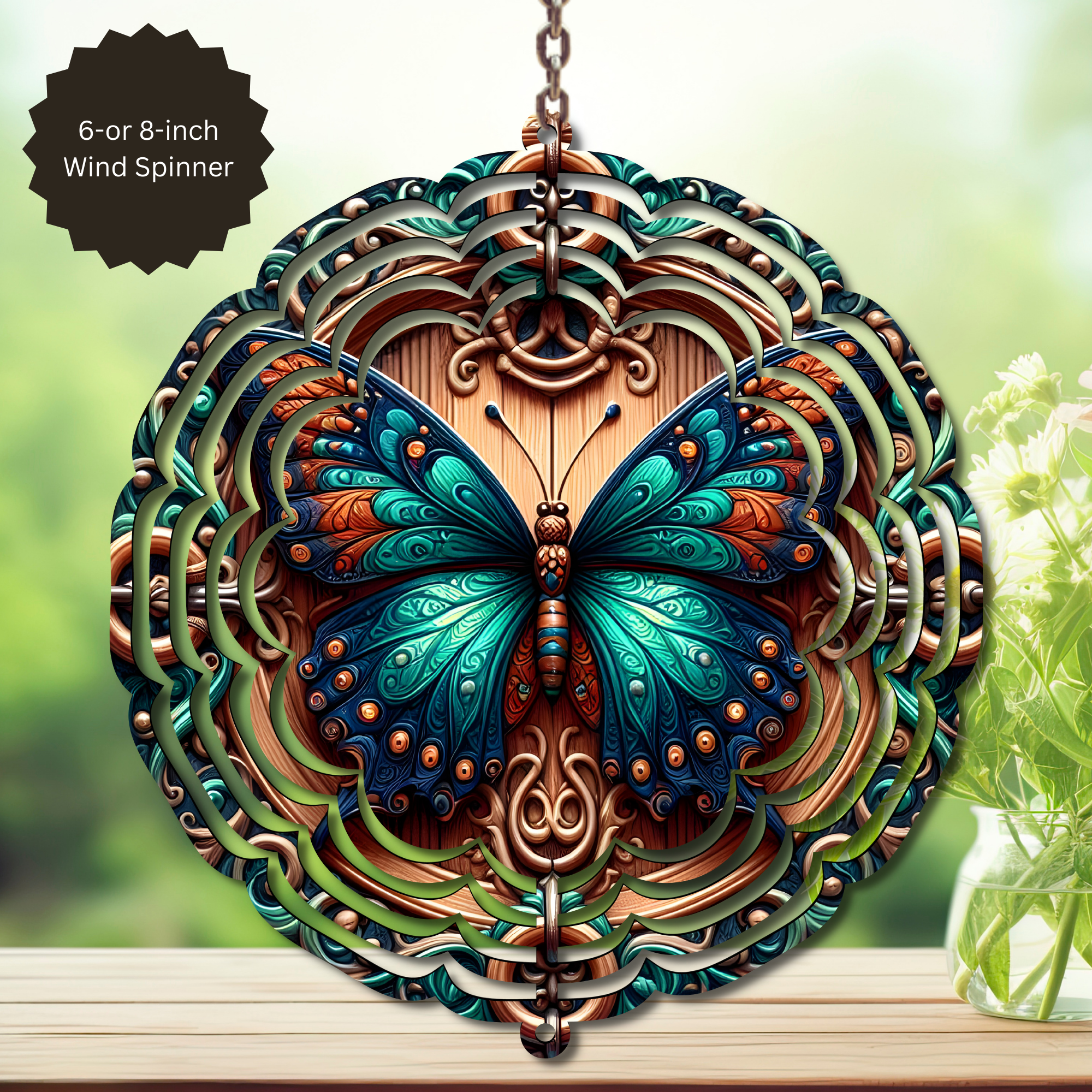 Butterfly Aluminum Metal Wind Spinner, multiple images available.