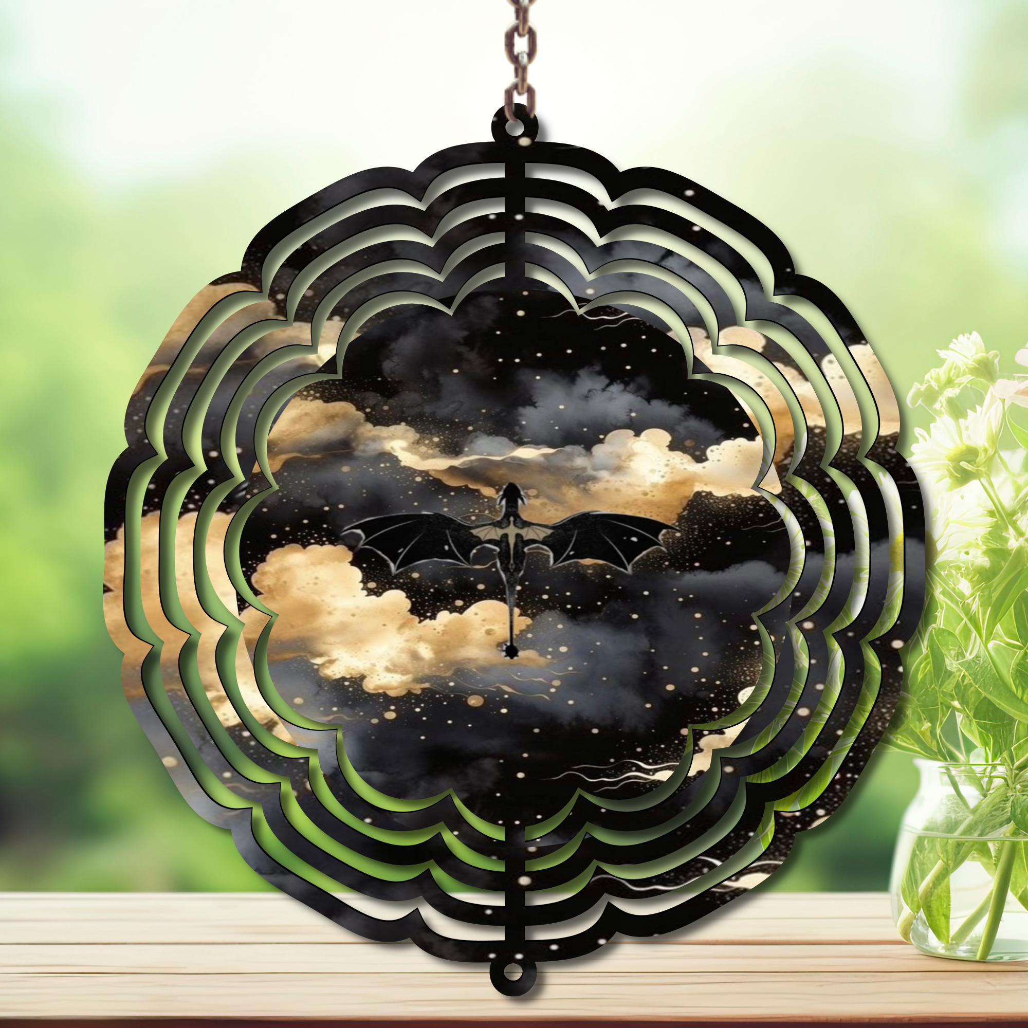 Dragons Aluminum Metal Wind Spinner, Let your yard roar with color — magical motion and fantasy‑themed flair. Multiple images available.