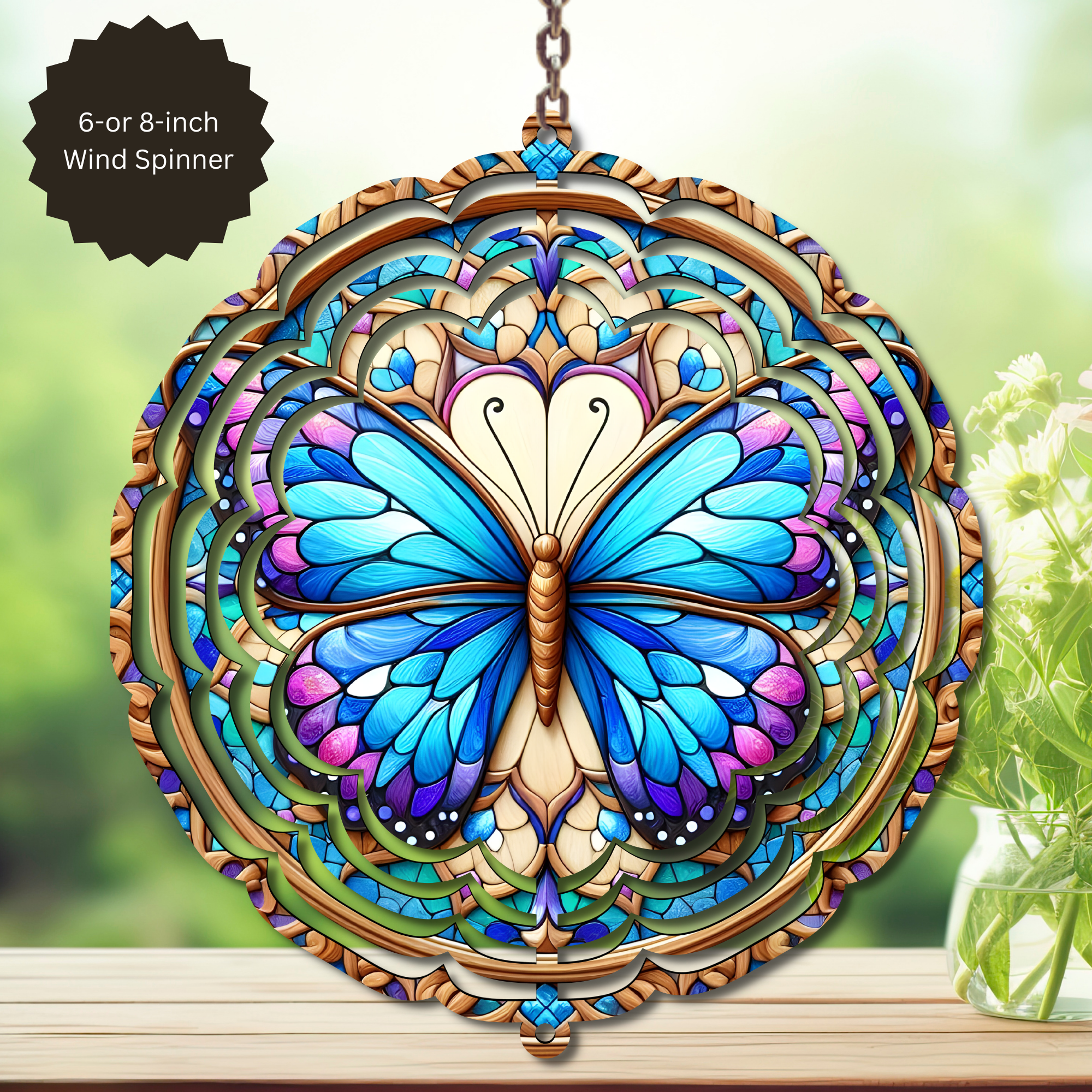 Butterfly Aluminum Metal Wind Spinner, multiple images available.