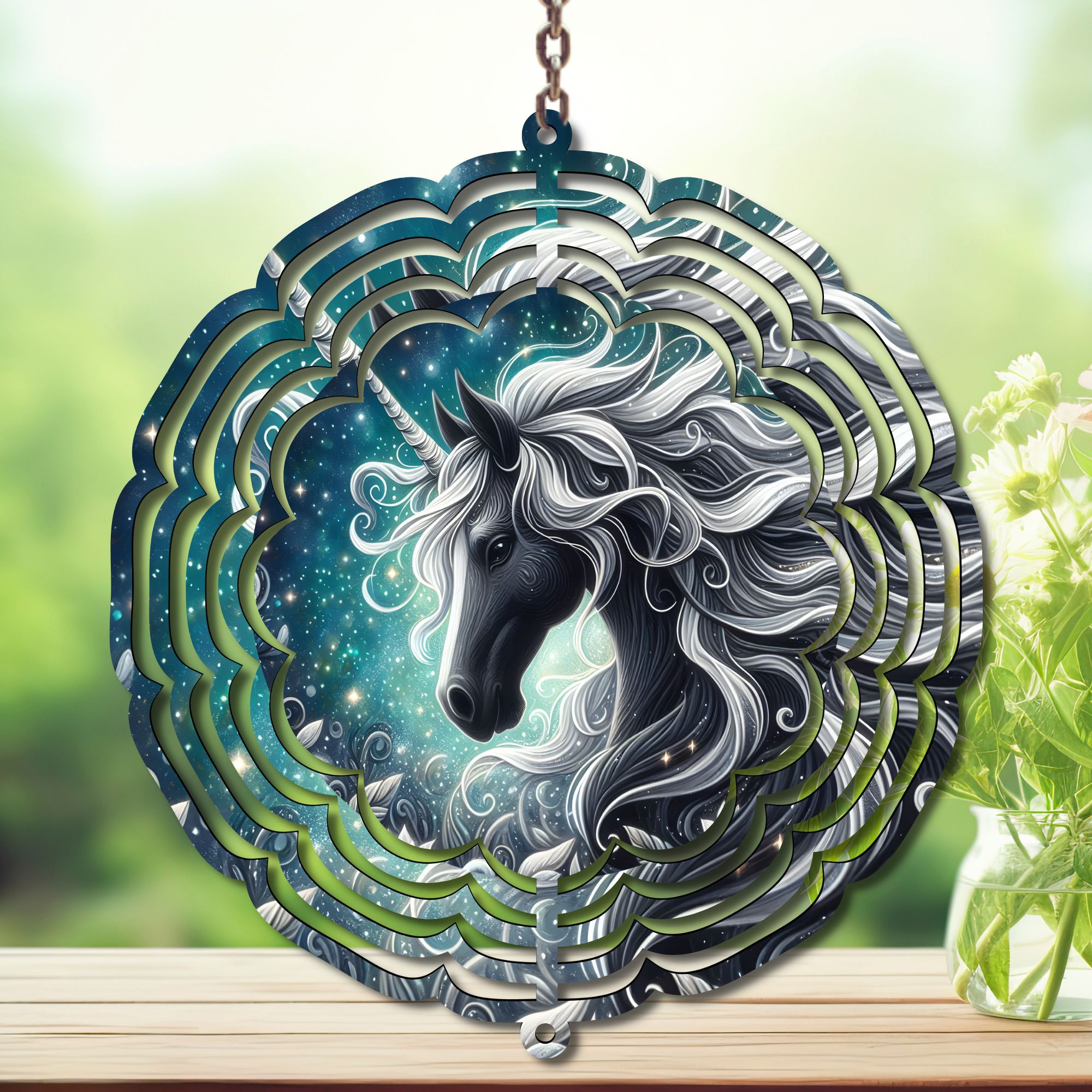 Unicorn Aluminum Metal Wind Spinner, multiple images available.