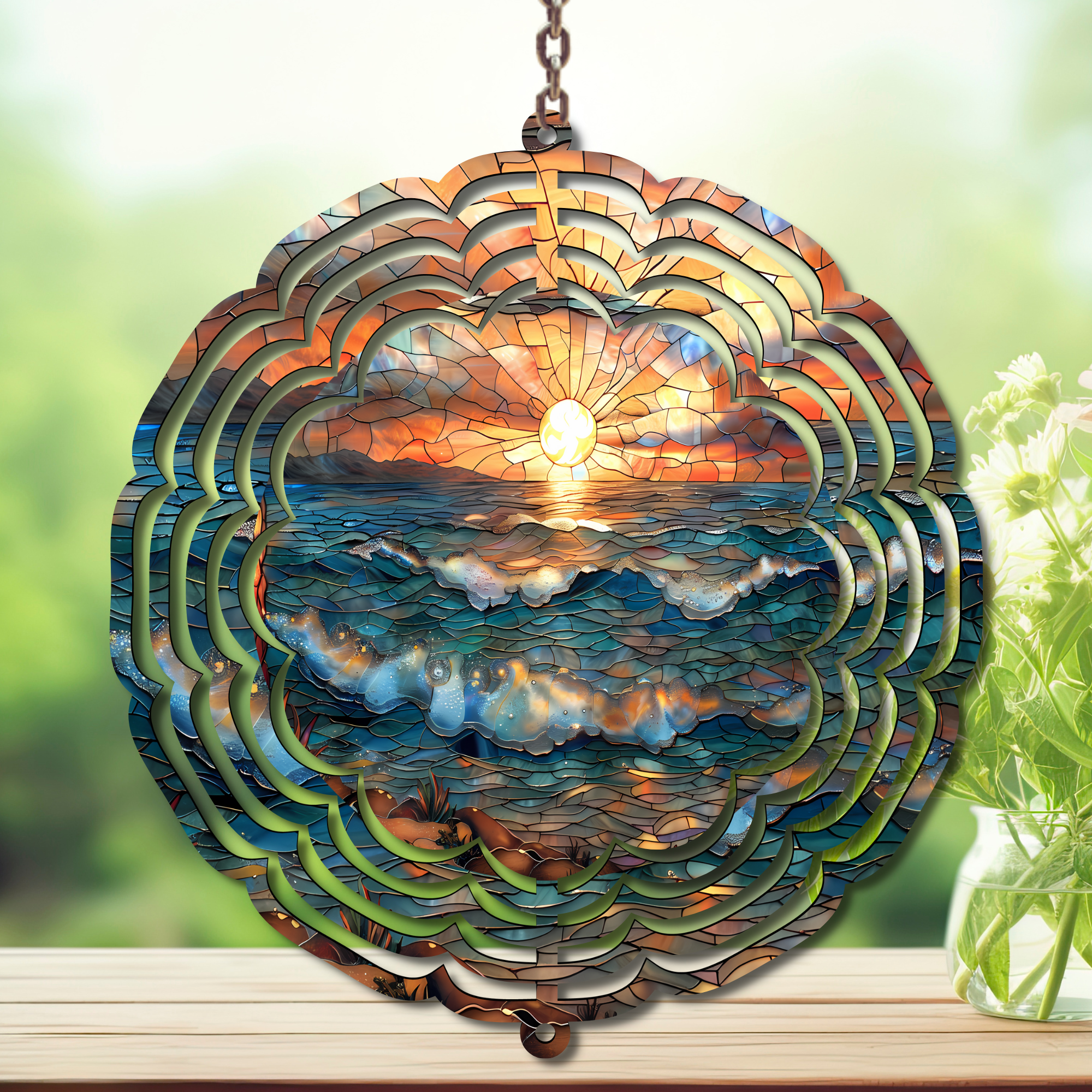 Beach Aluminum Metal Wind Spinner, multiple images available.