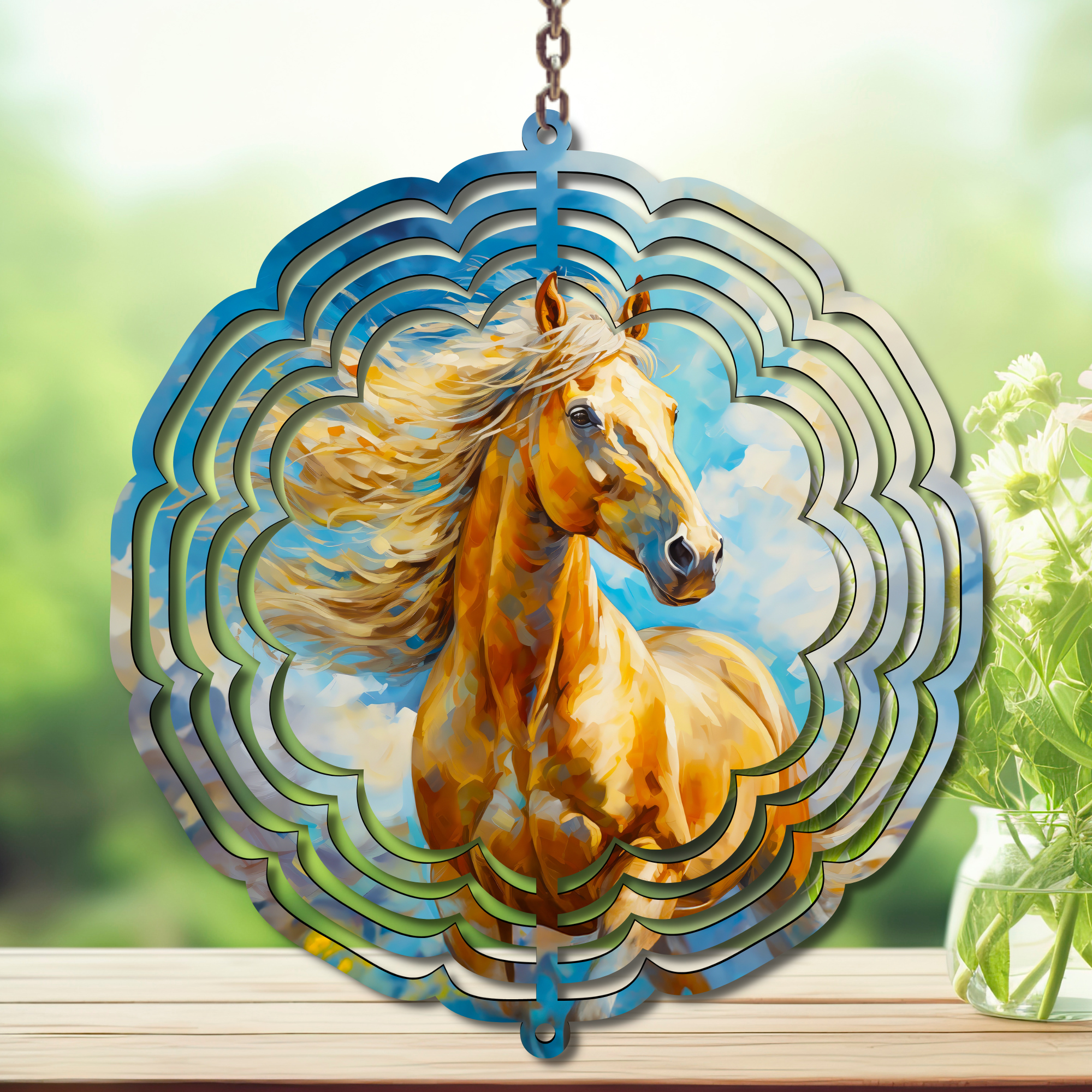 Horse Aluminum Metal Wind Spinner, multiple images available