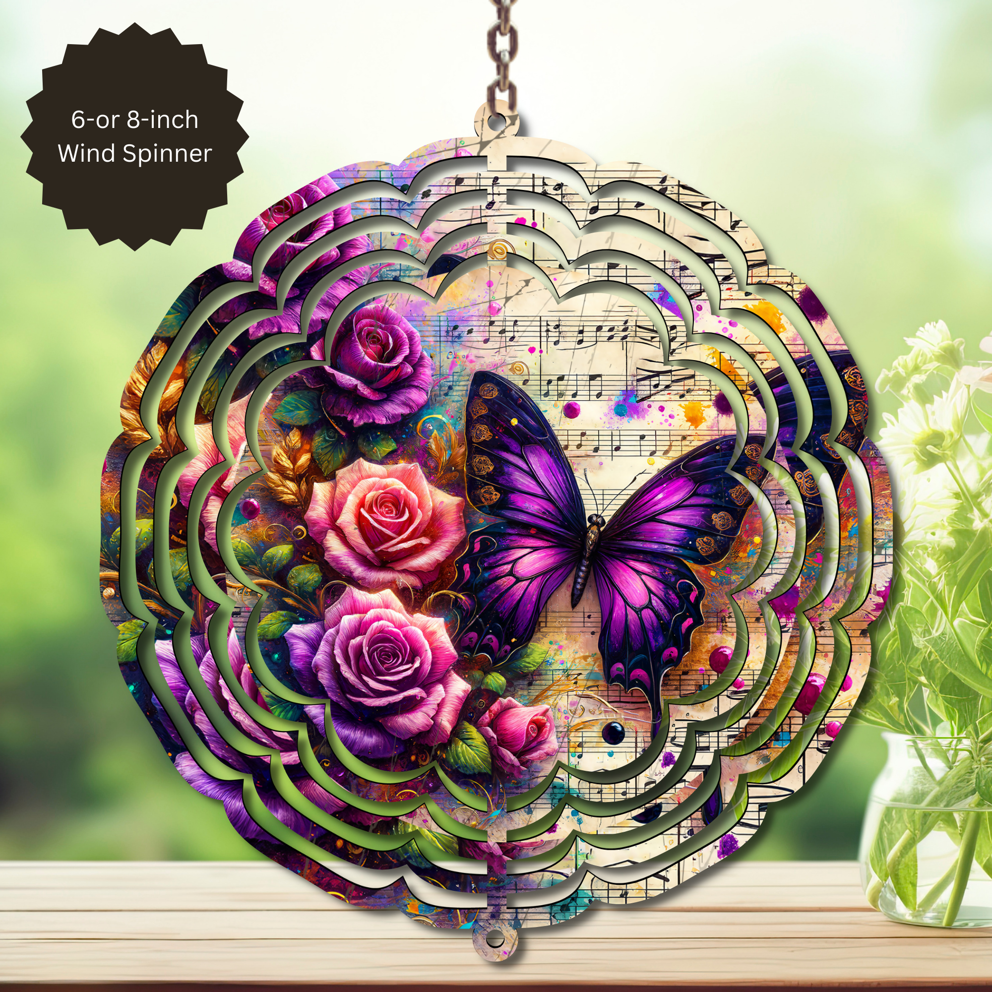 Butterfly Aluminum Metal Wind Spinner, multiple images available.