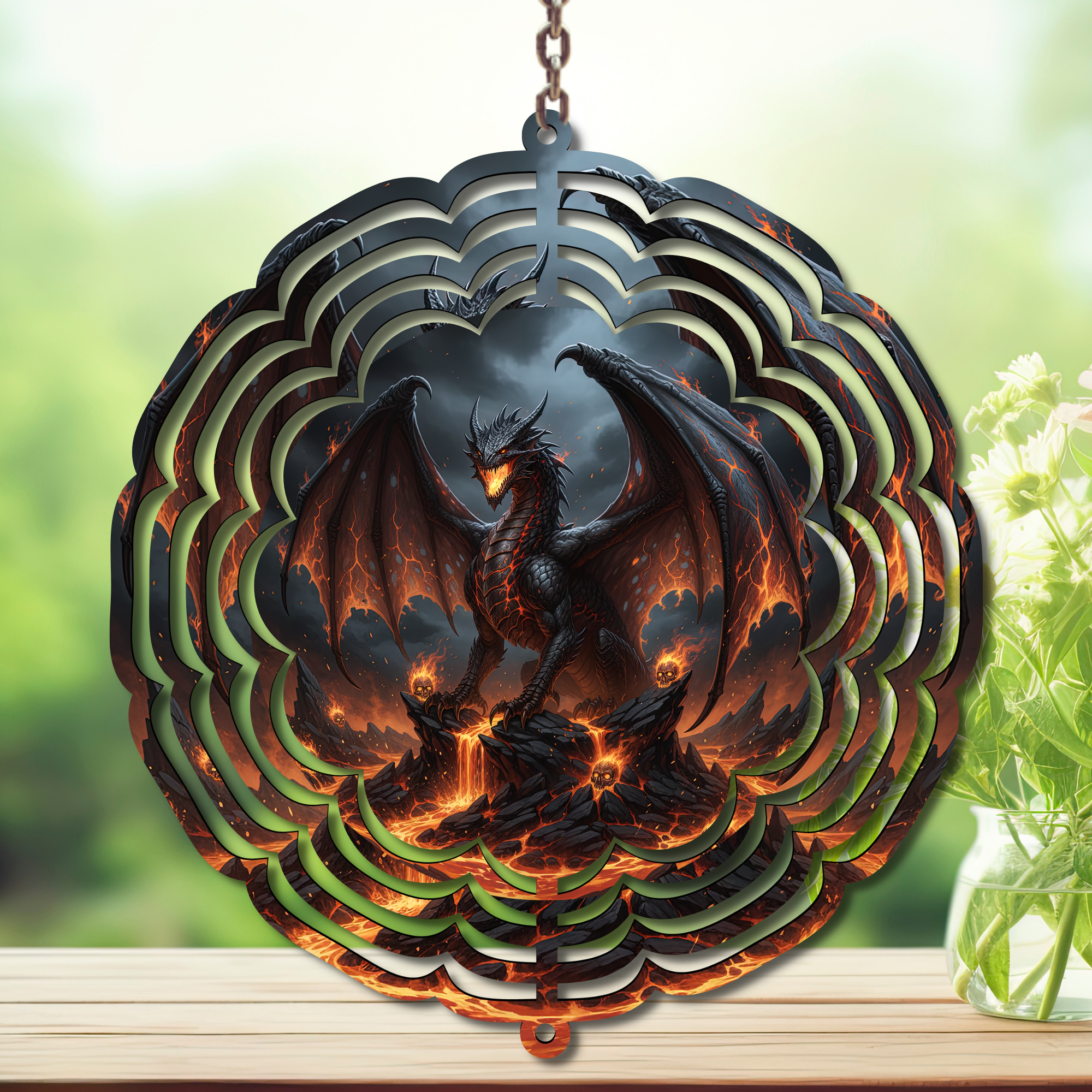 Dragons Aluminum Metal Wind Spinner, Let your yard roar with color — magical motion and fantasy‑themed flair. Multiple images available.